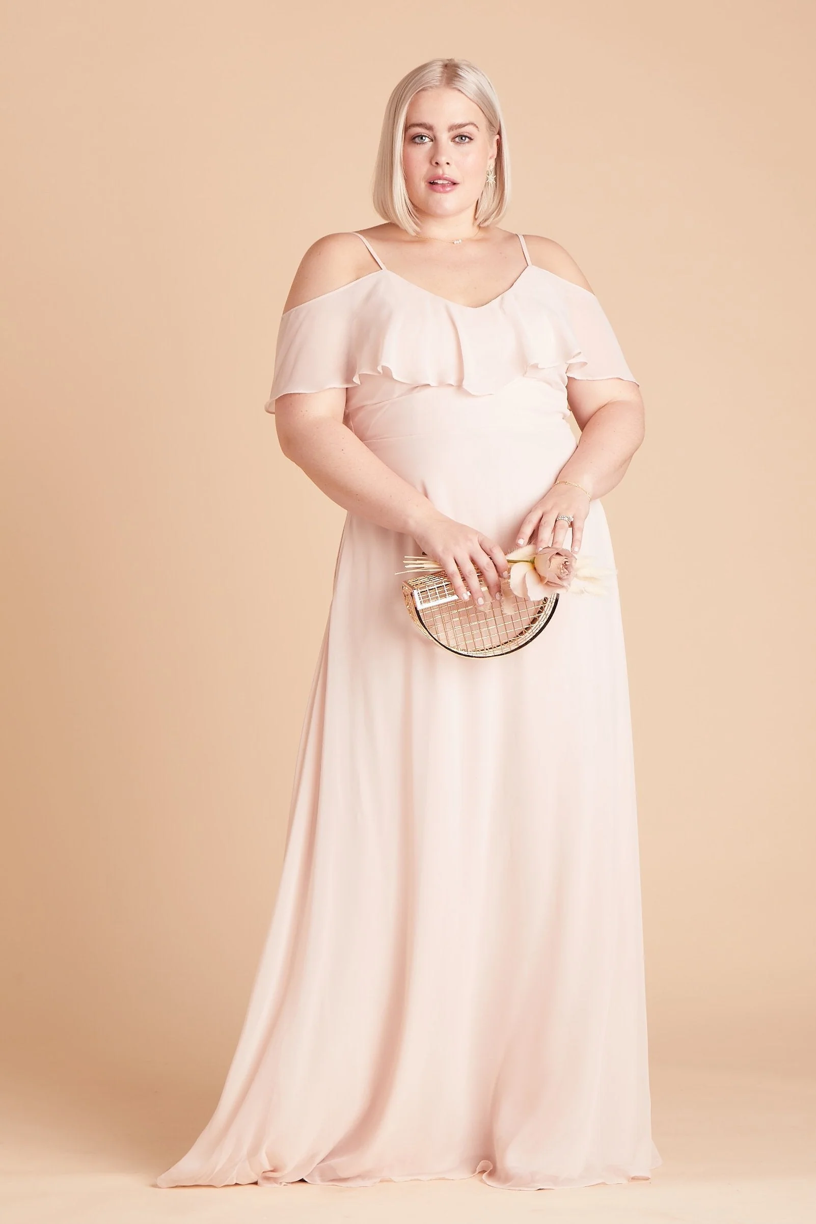 Jane Chiffon Dress - Pale Blush - Image 14