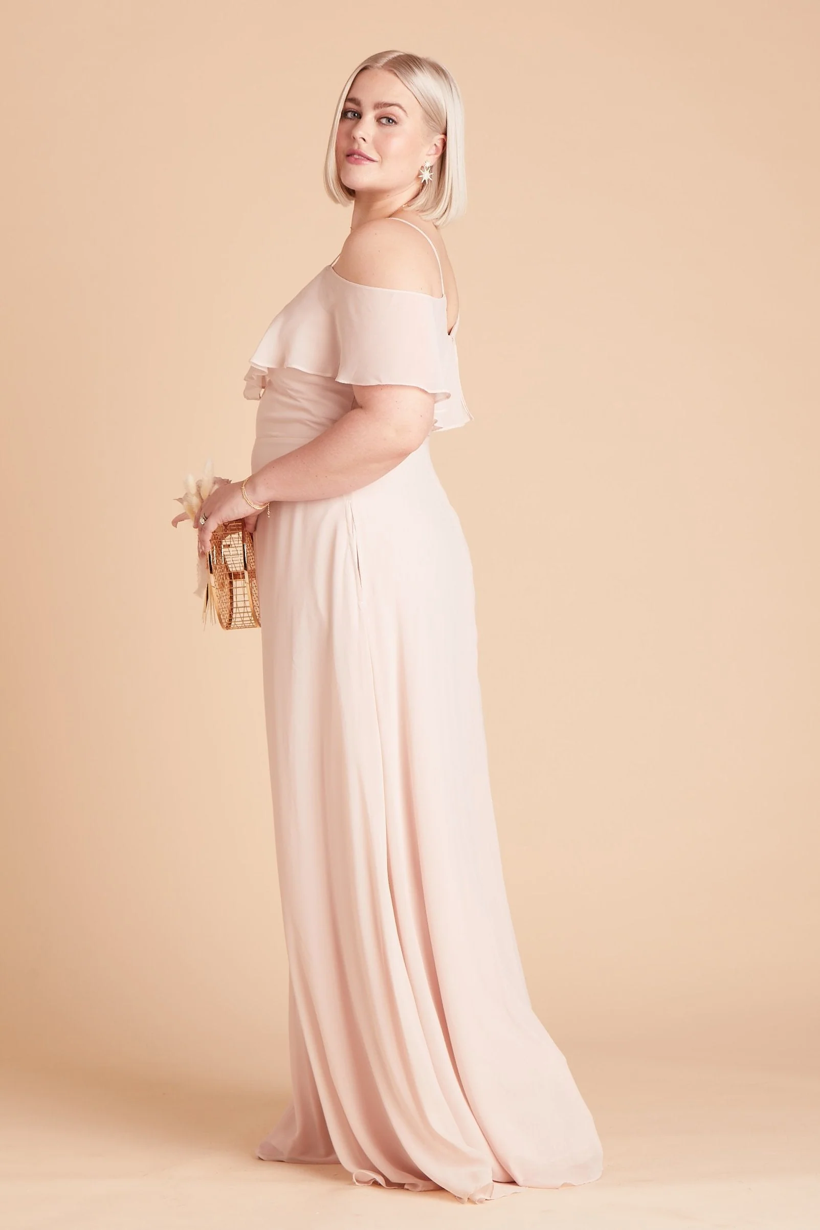 Jane Chiffon Dress - Pale Blush - Image 16