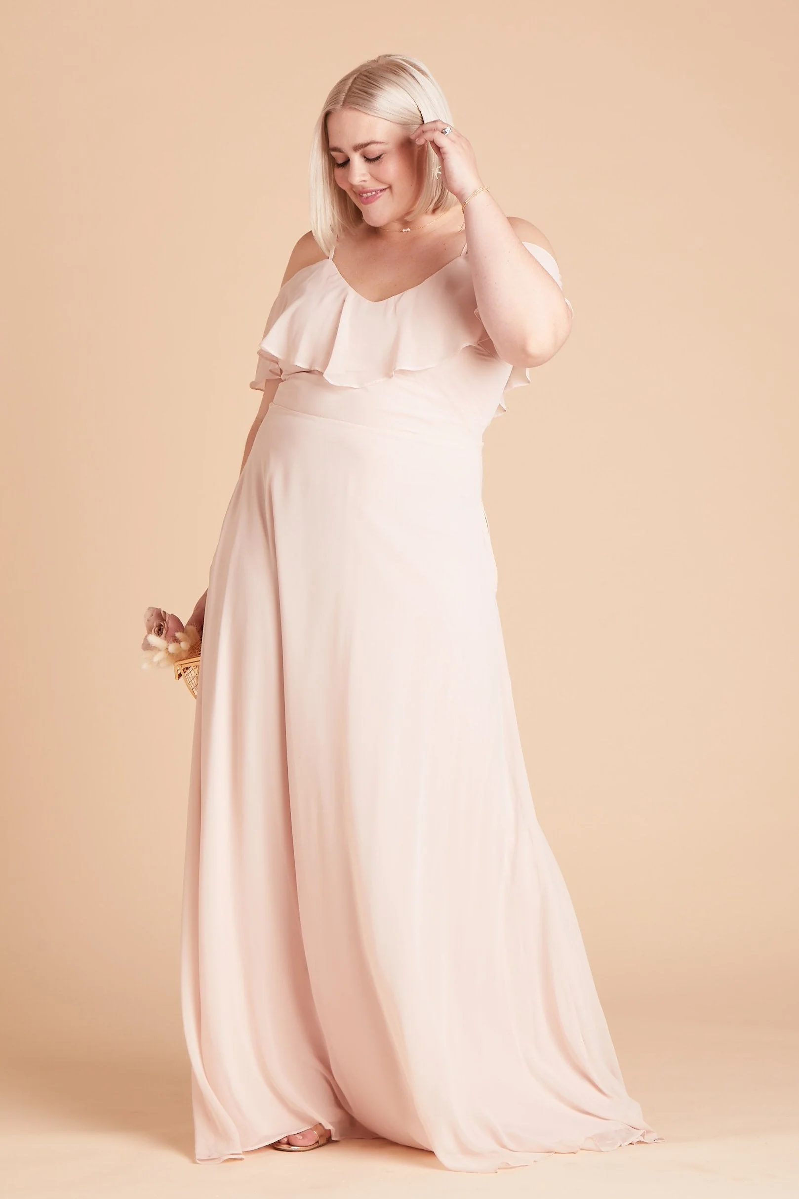 Jane Chiffon Dress - Pale Blush - Image 17