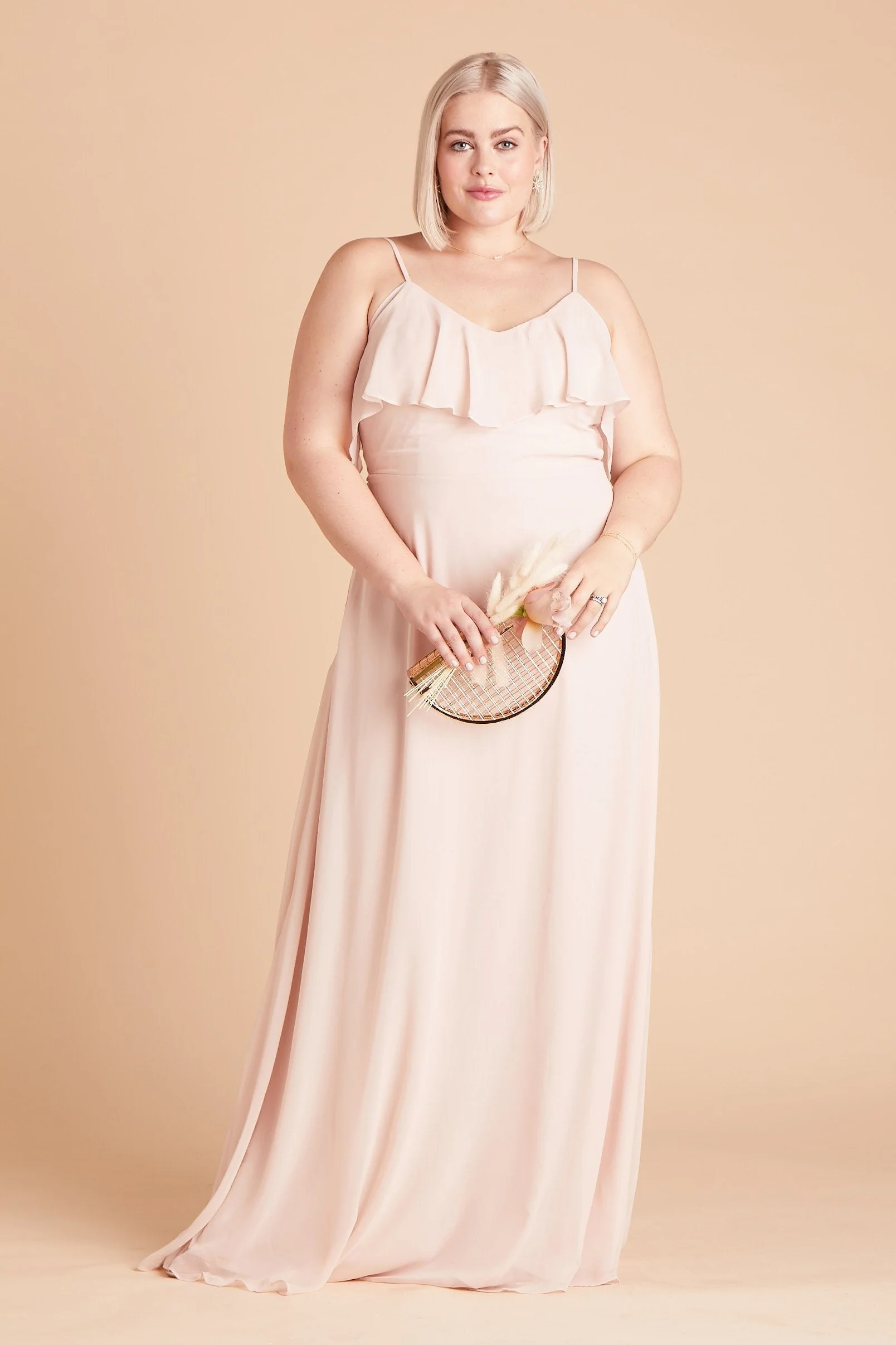Jane Chiffon Dress - Pale Blush - Image 3