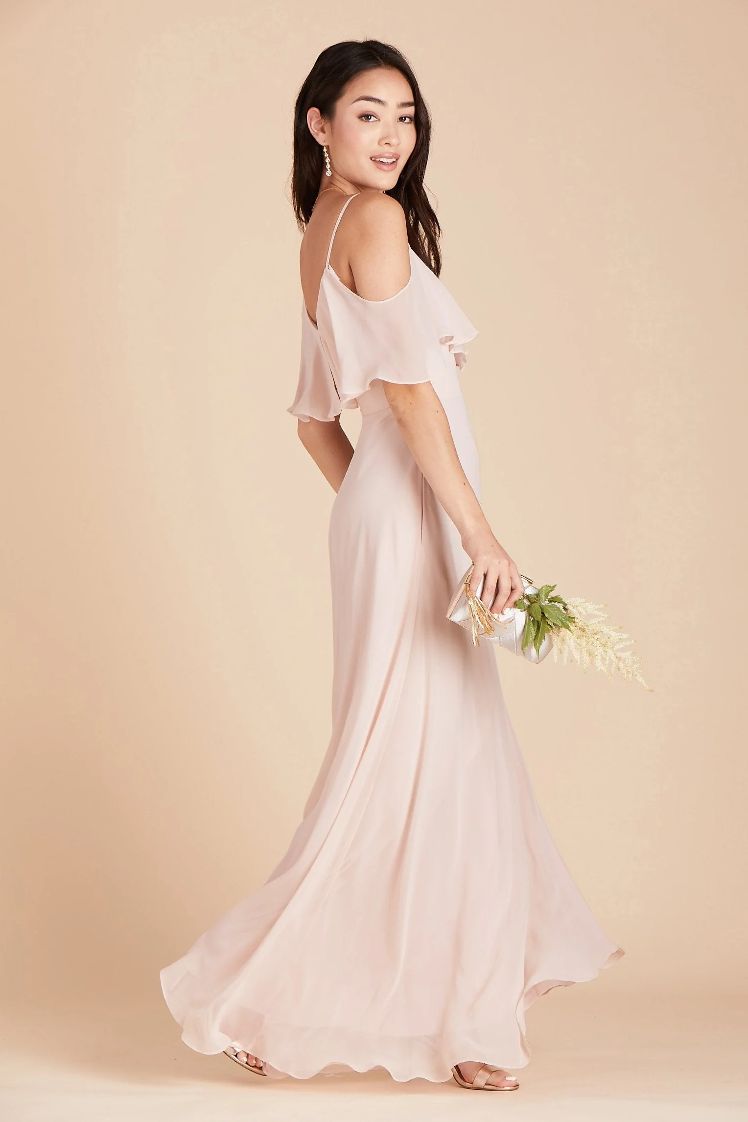 Jane Chiffon Dress - Pale Blush - Image 6