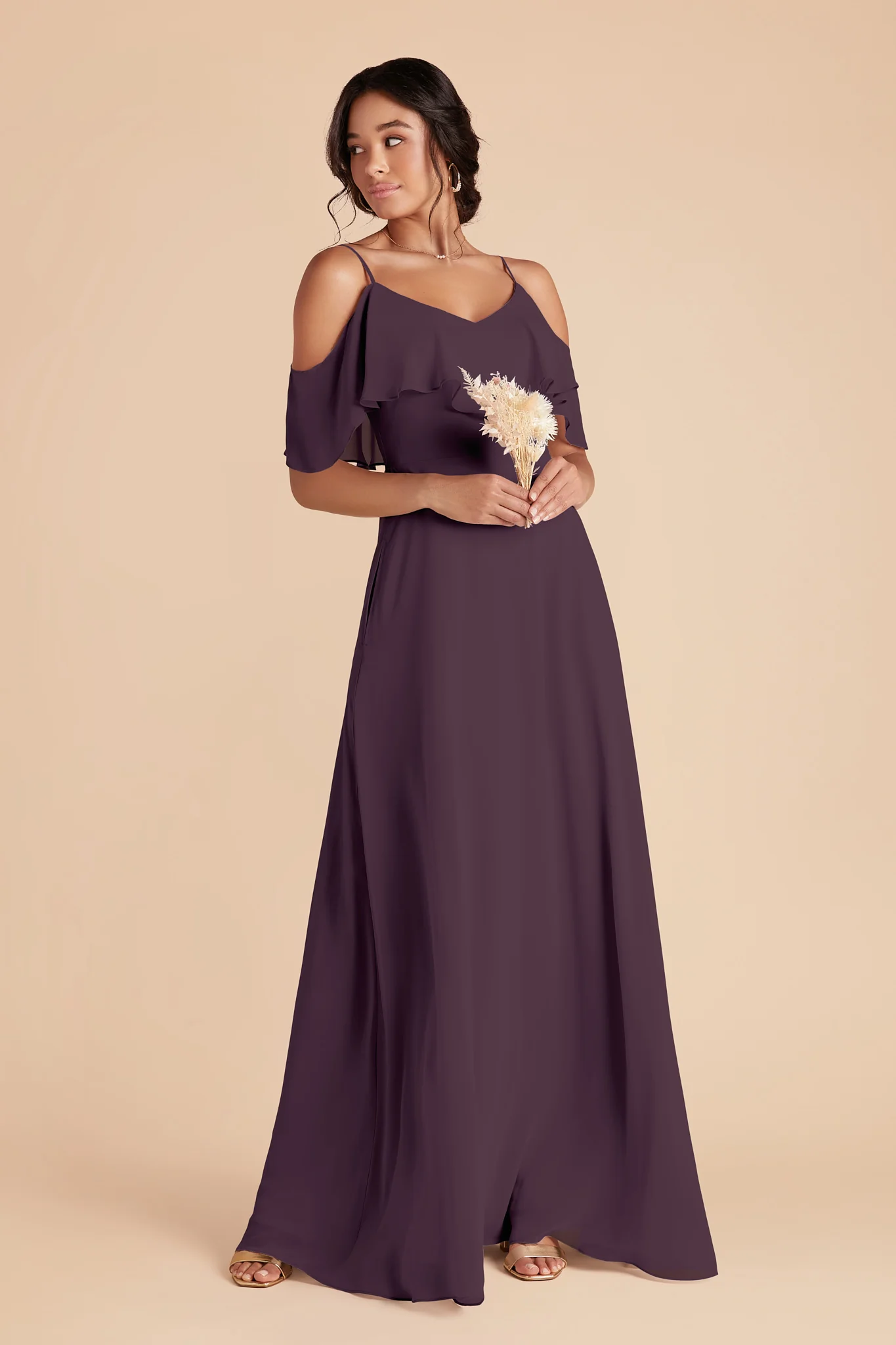 Jane Chiffon Dress - Plum - Image 3