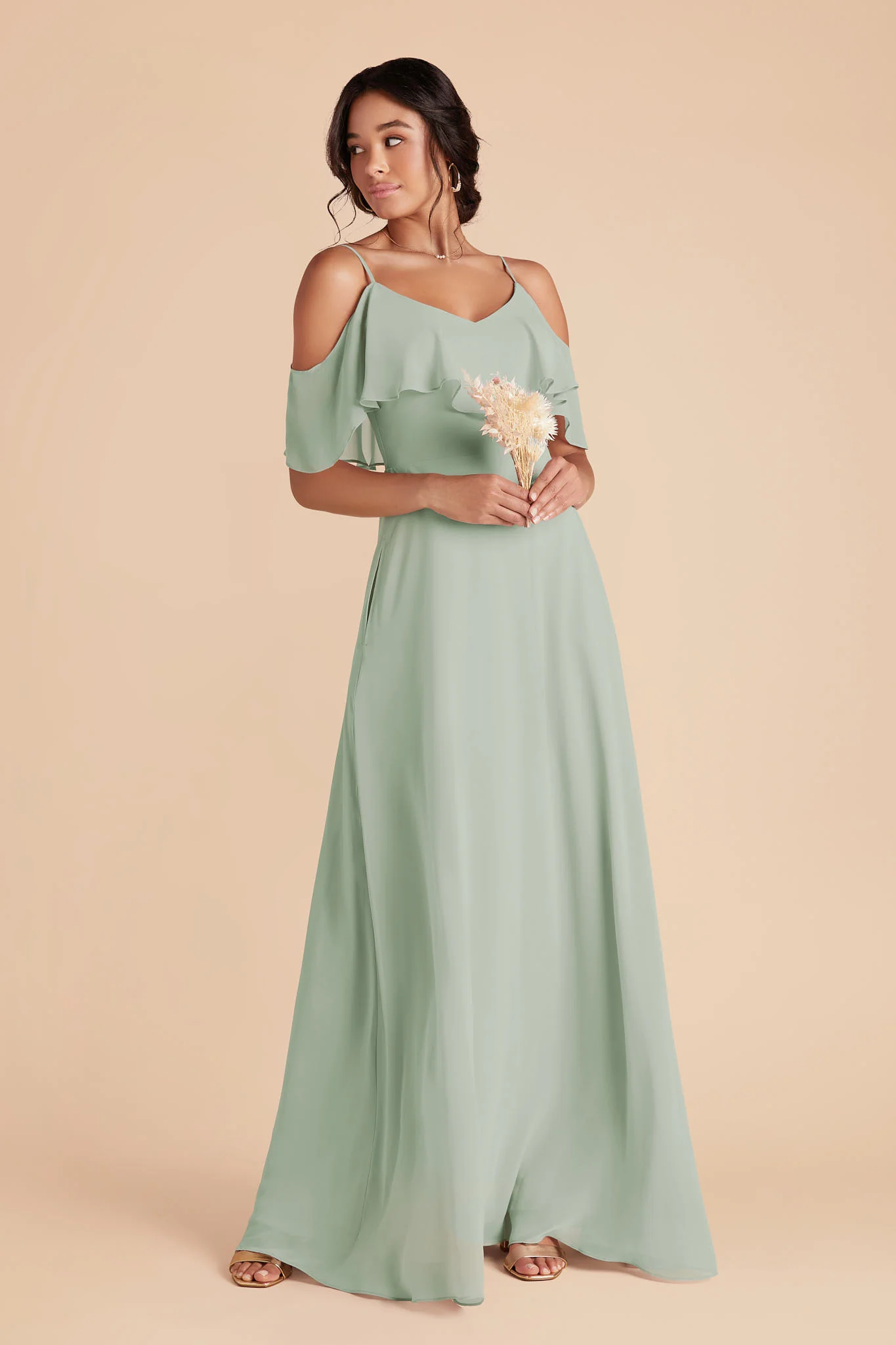 Jane Chiffon Dress - Sage - Image 3