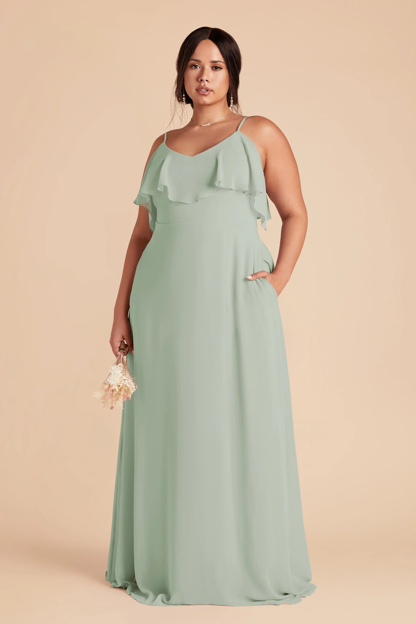 Jane Chiffon Dress - Sage - Image 6
