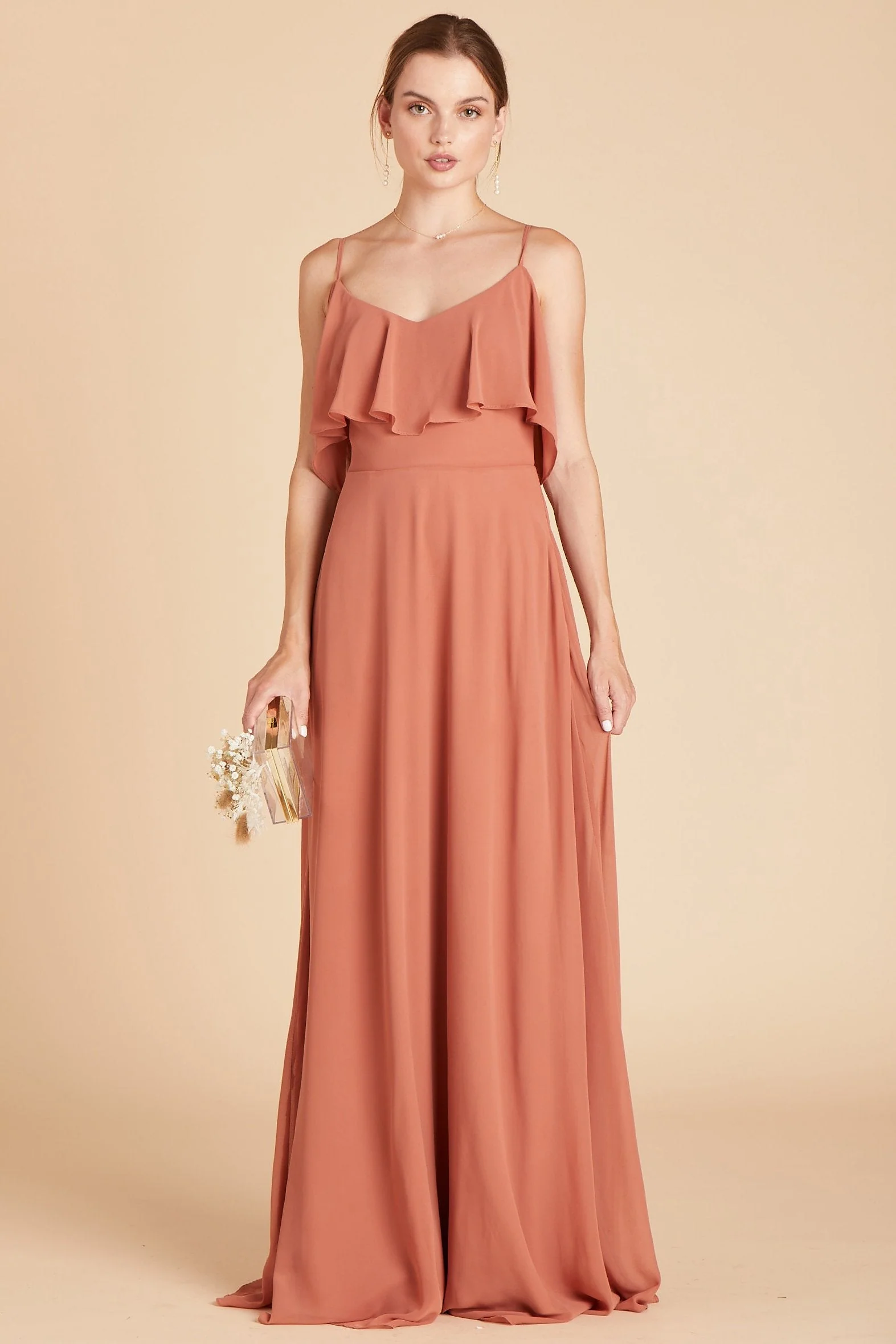 Jane Chiffon Dress - Terracotta