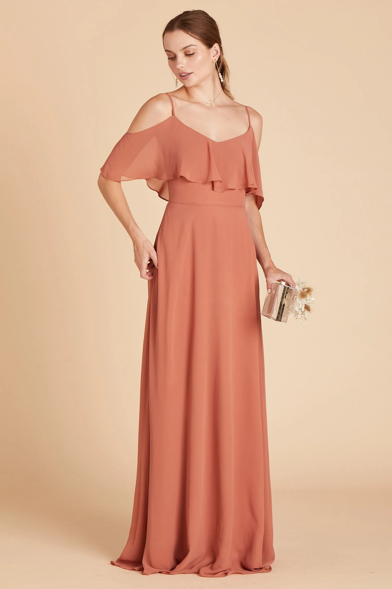 Jane Chiffon Dress - Terracotta - Image 10