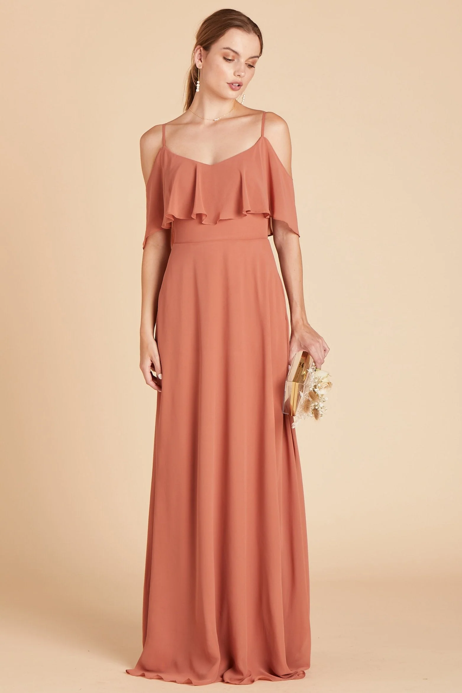 Jane Chiffon Dress - Terracotta - Image 11