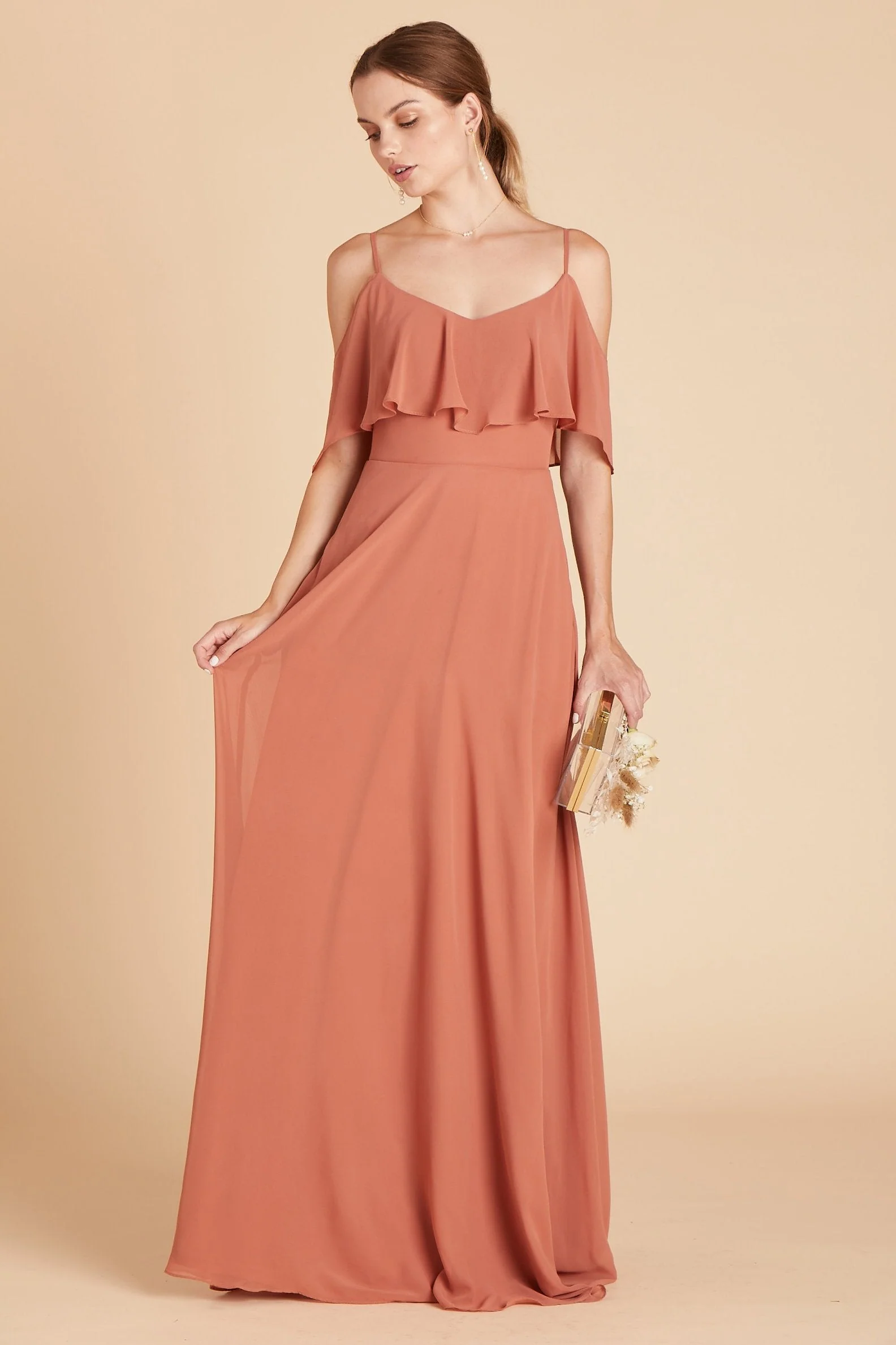 Jane Chiffon Dress - Terracotta - Image 12