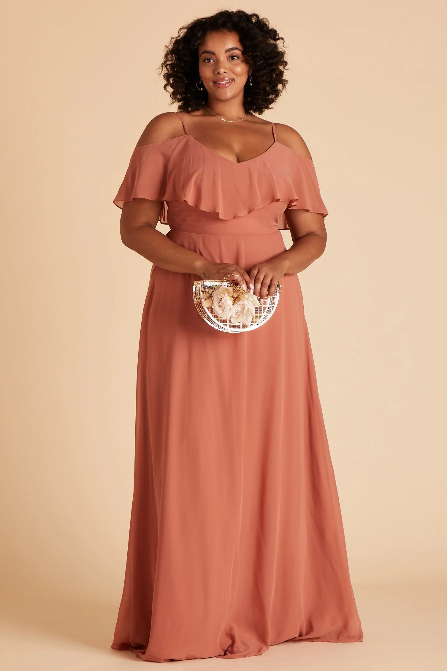 Jane Chiffon Dress - Terracotta - Image 14