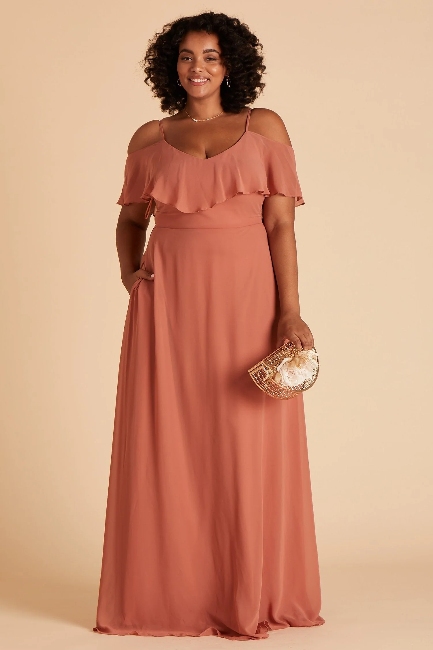 Jane Chiffon Dress - Terracotta - Image 15