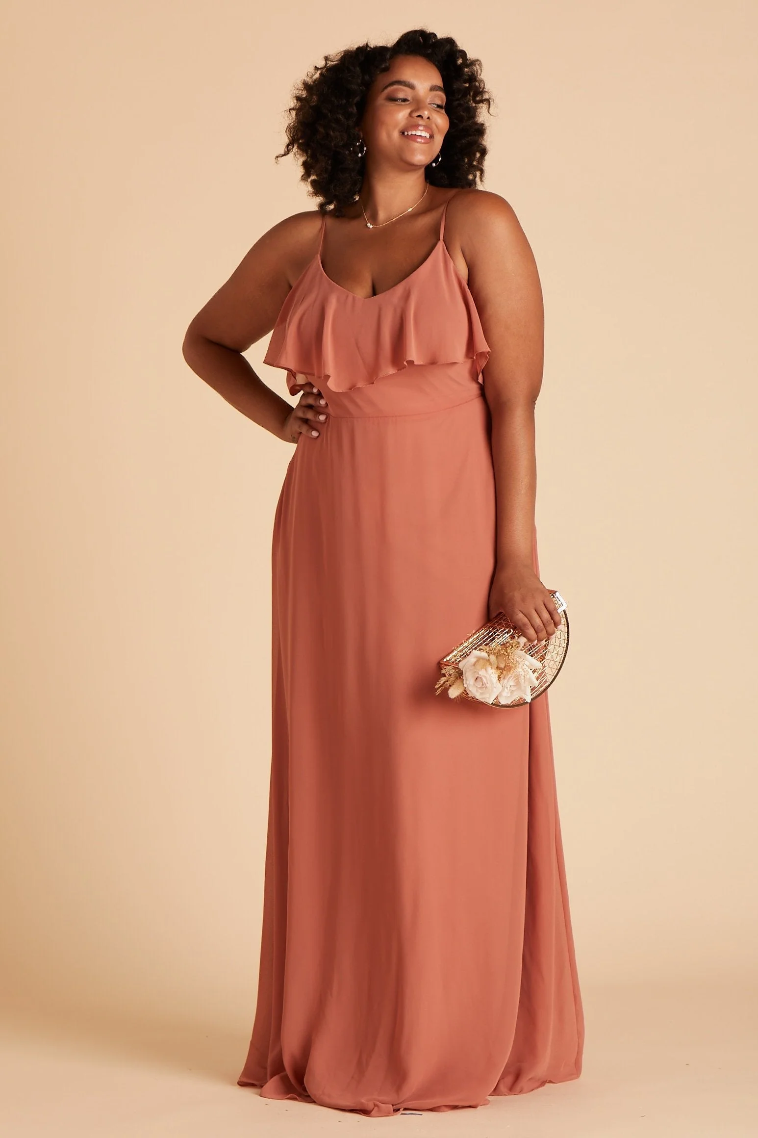 Jane Chiffon Dress - Terracotta - Image 16