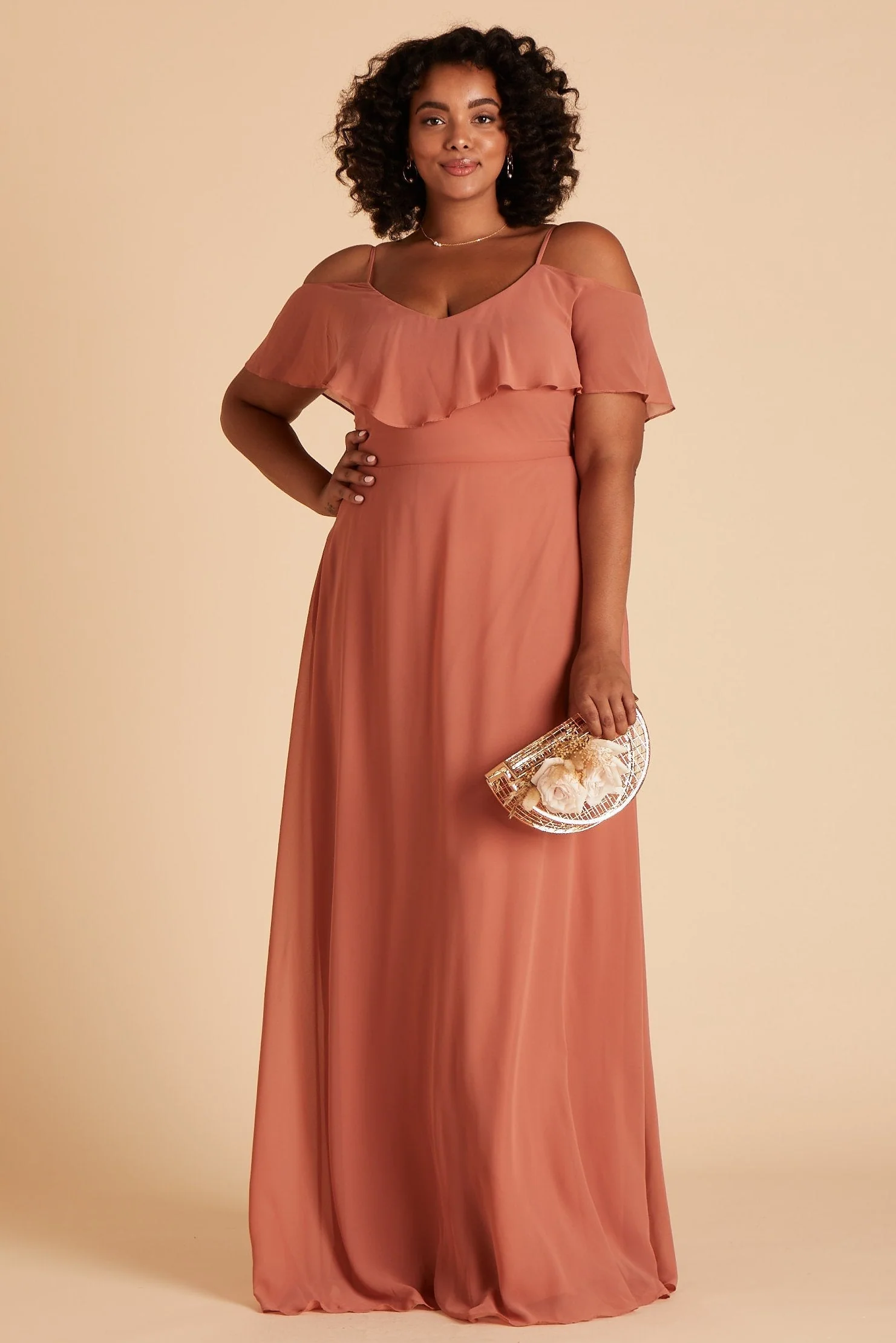 Jane Chiffon Dress - Terracotta - Image 17
