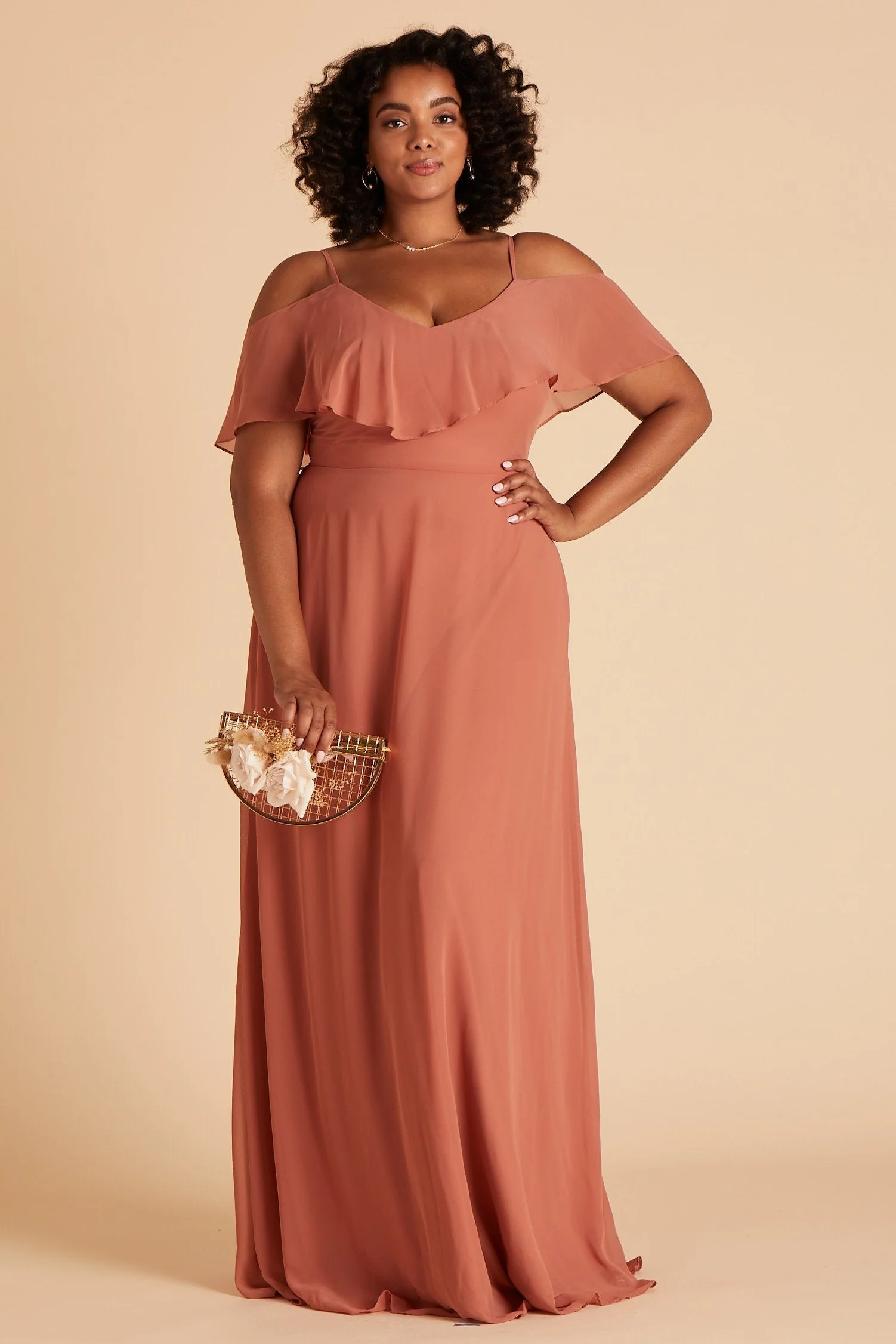 Jane Chiffon Dress - Terracotta - Image 18