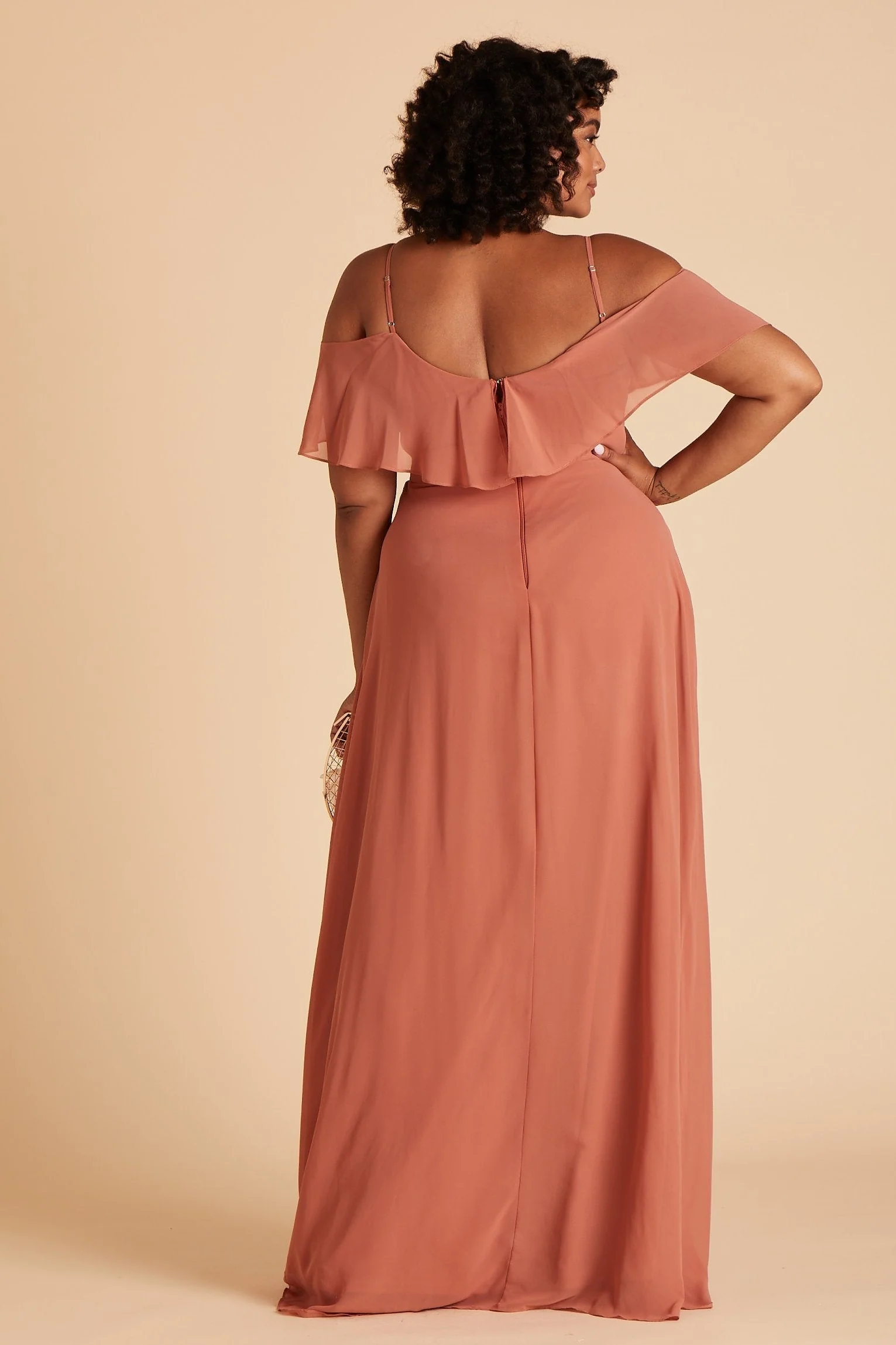 Jane Chiffon Dress - Terracotta - Image 19