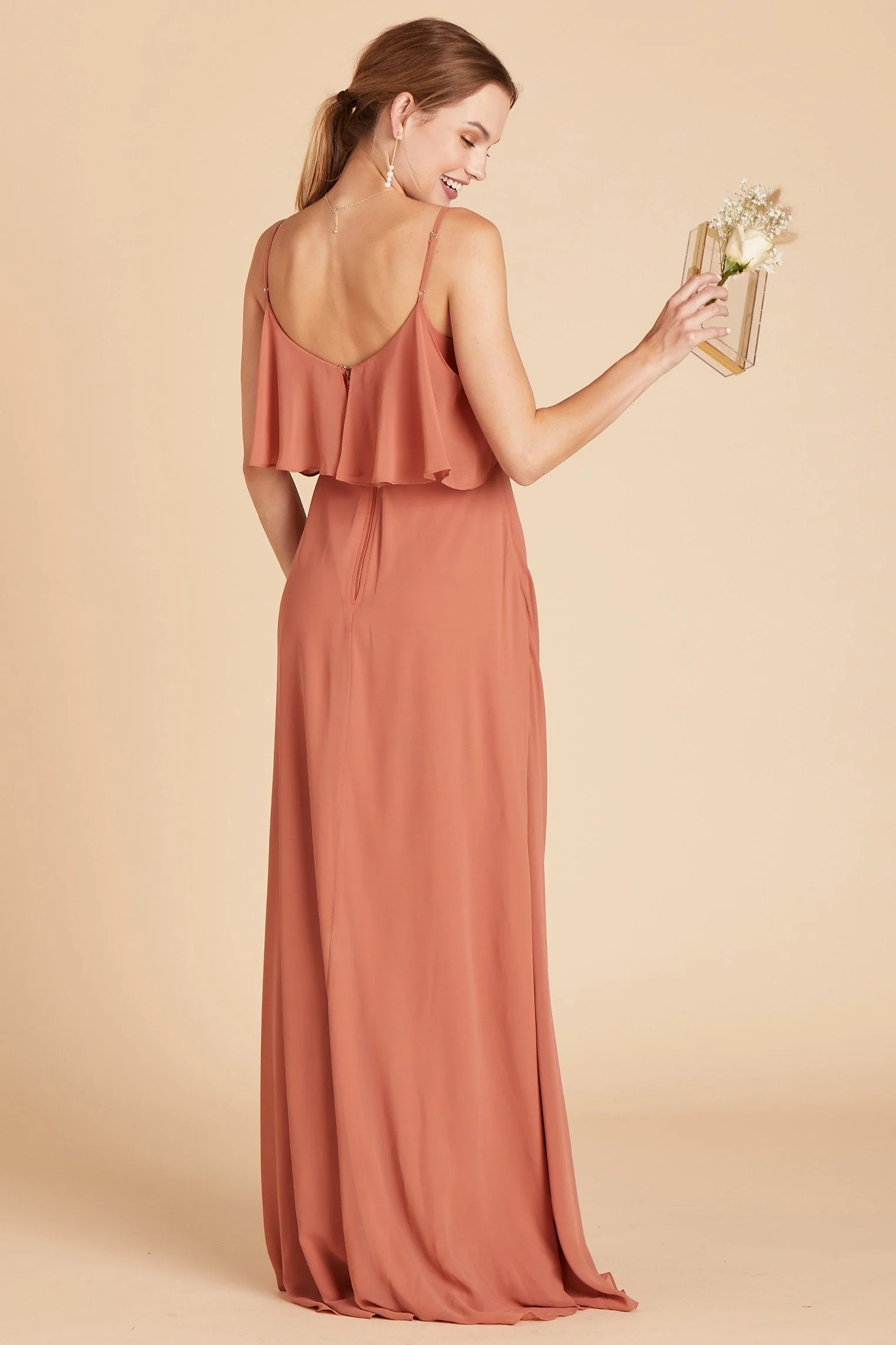 Jane Chiffon Dress - Terracotta - Image 5