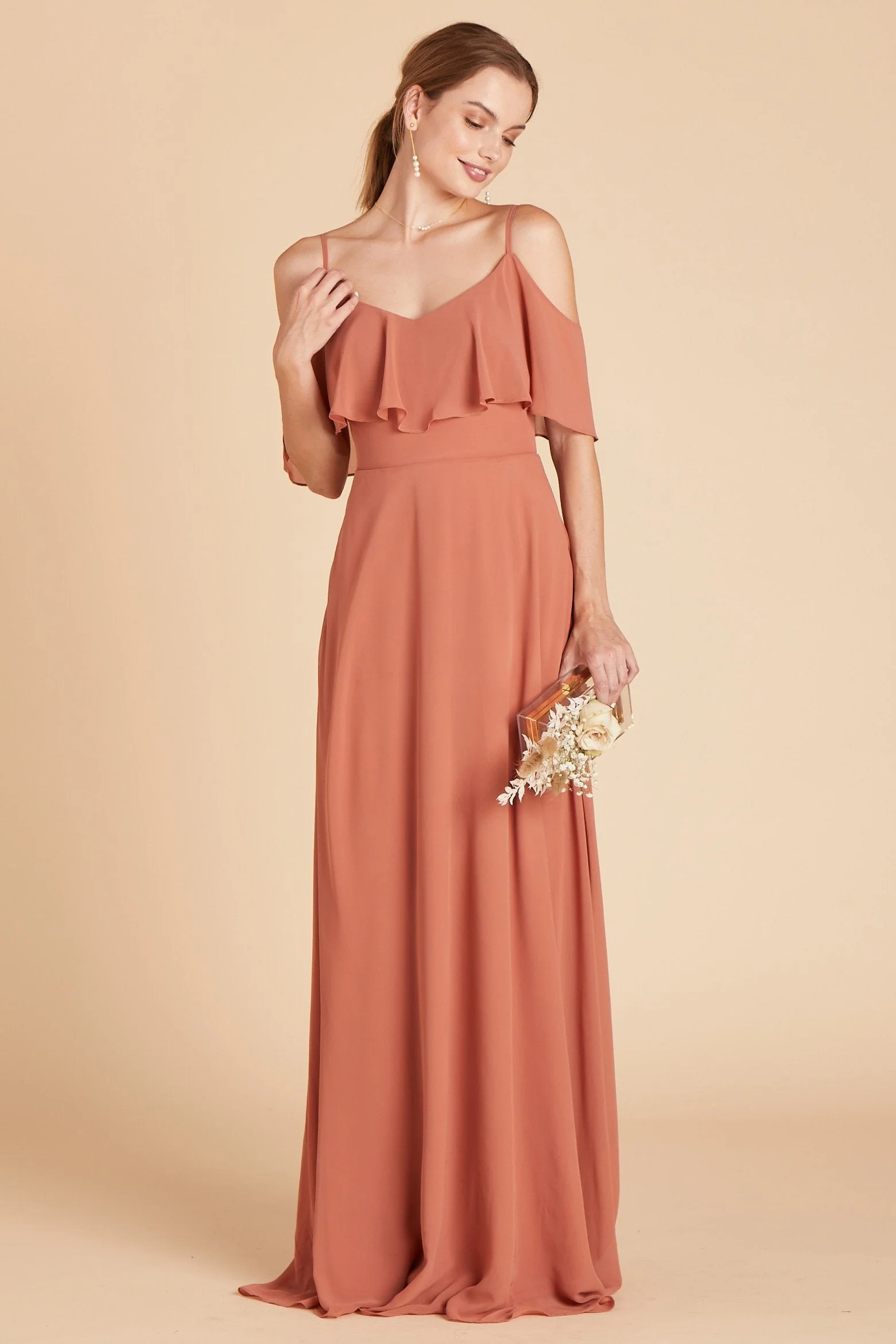 Jane Chiffon Dress - Terracotta - Image 6