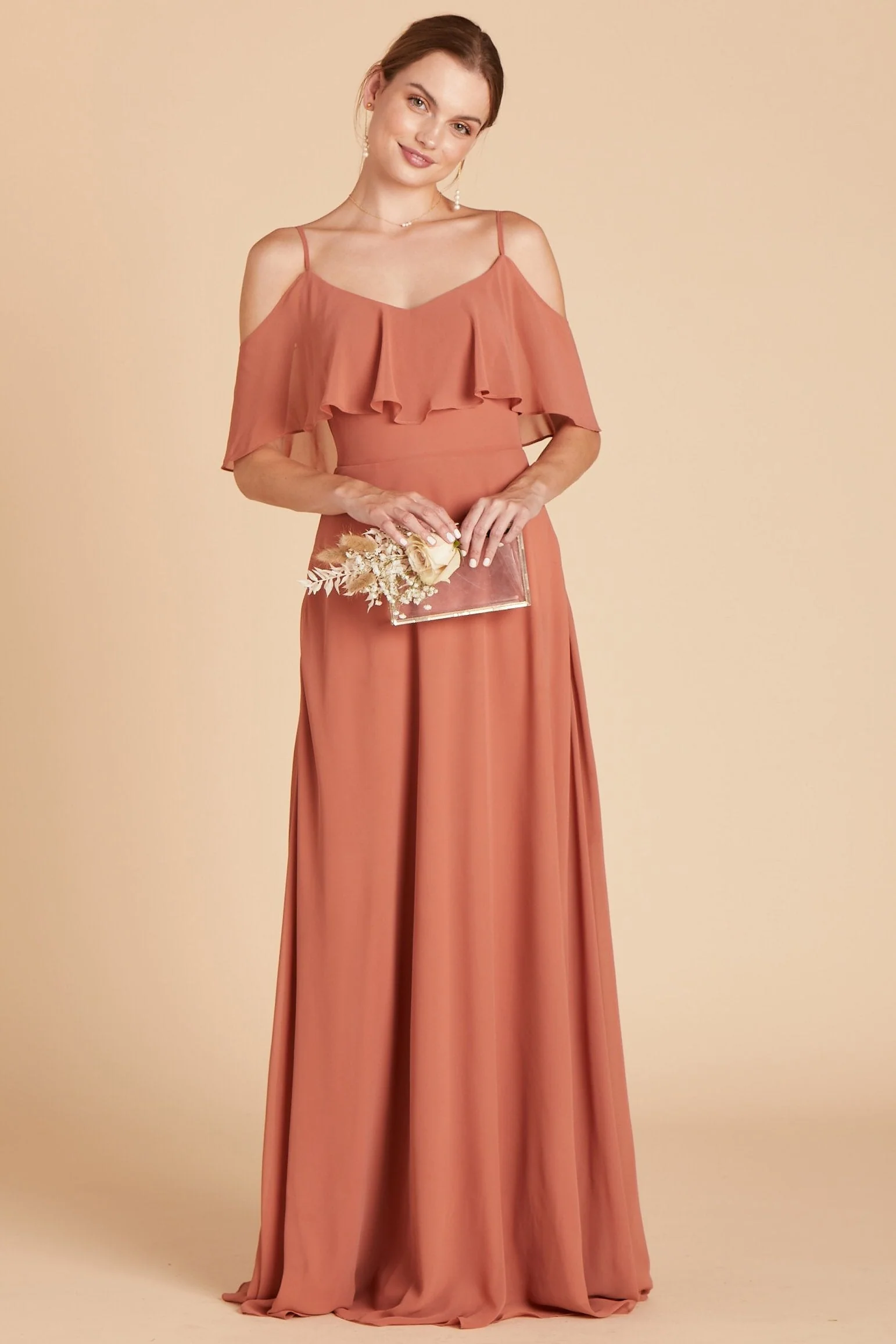 Jane Chiffon Dress - Terracotta - Image 9