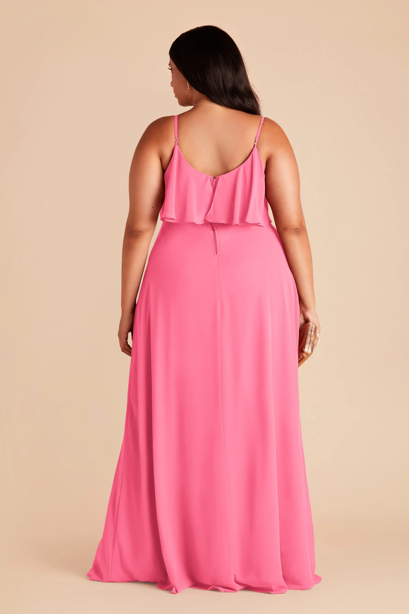 Jane Chiffon Dress With Slit - Bon Bon Pink - Image 6