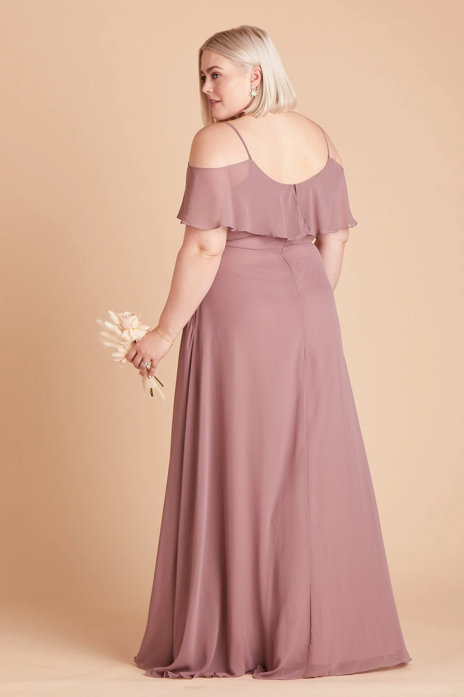 Jane Chiffon Dress With Slit - Dark Mauve - Image 20