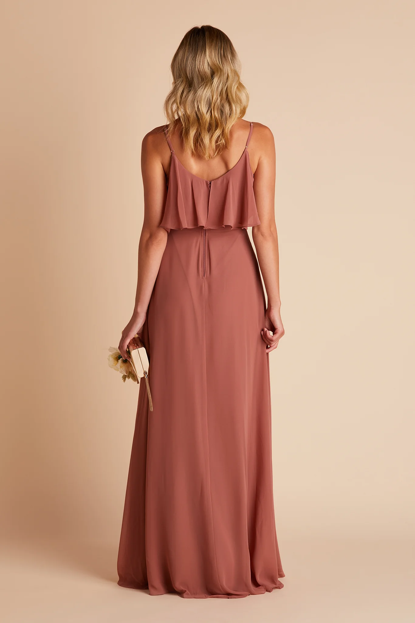 Jane Chiffon Dress With Slit - Desert Rose - Image 10