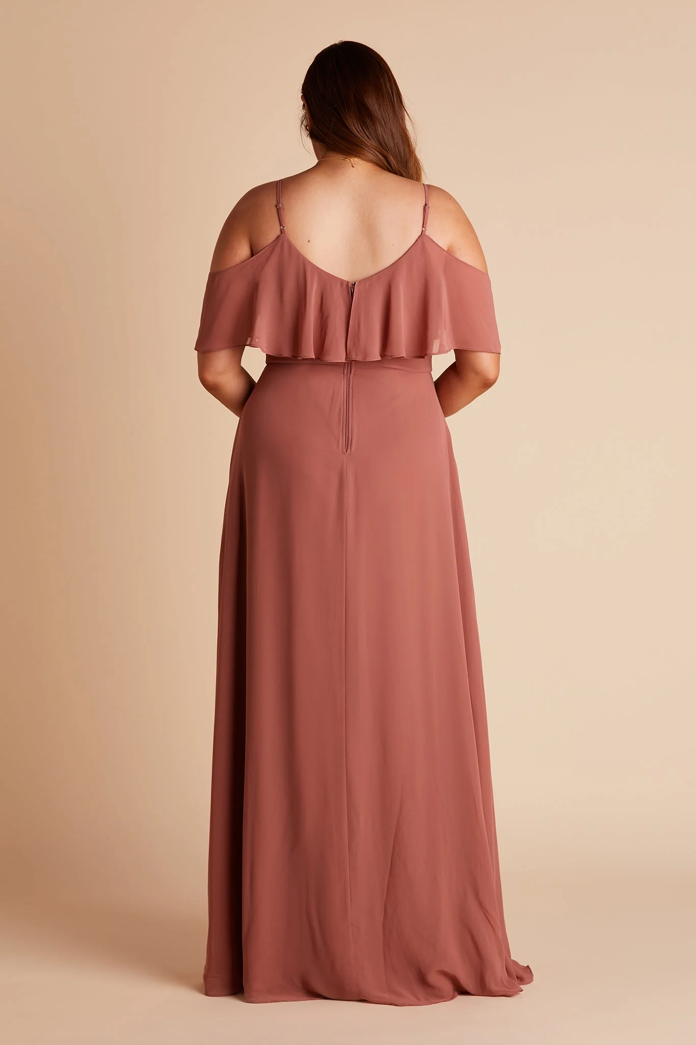 Jane Chiffon Dress With Slit - Desert Rose - Image 13