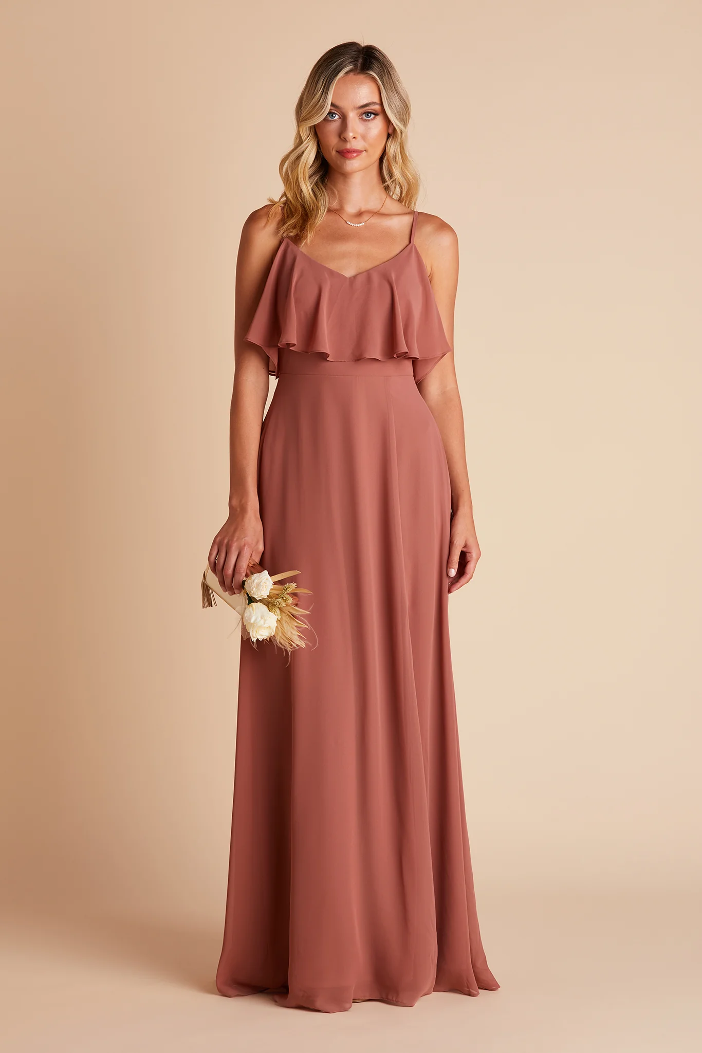 Jane Chiffon Dress With Slit - Desert Rose - Image 5