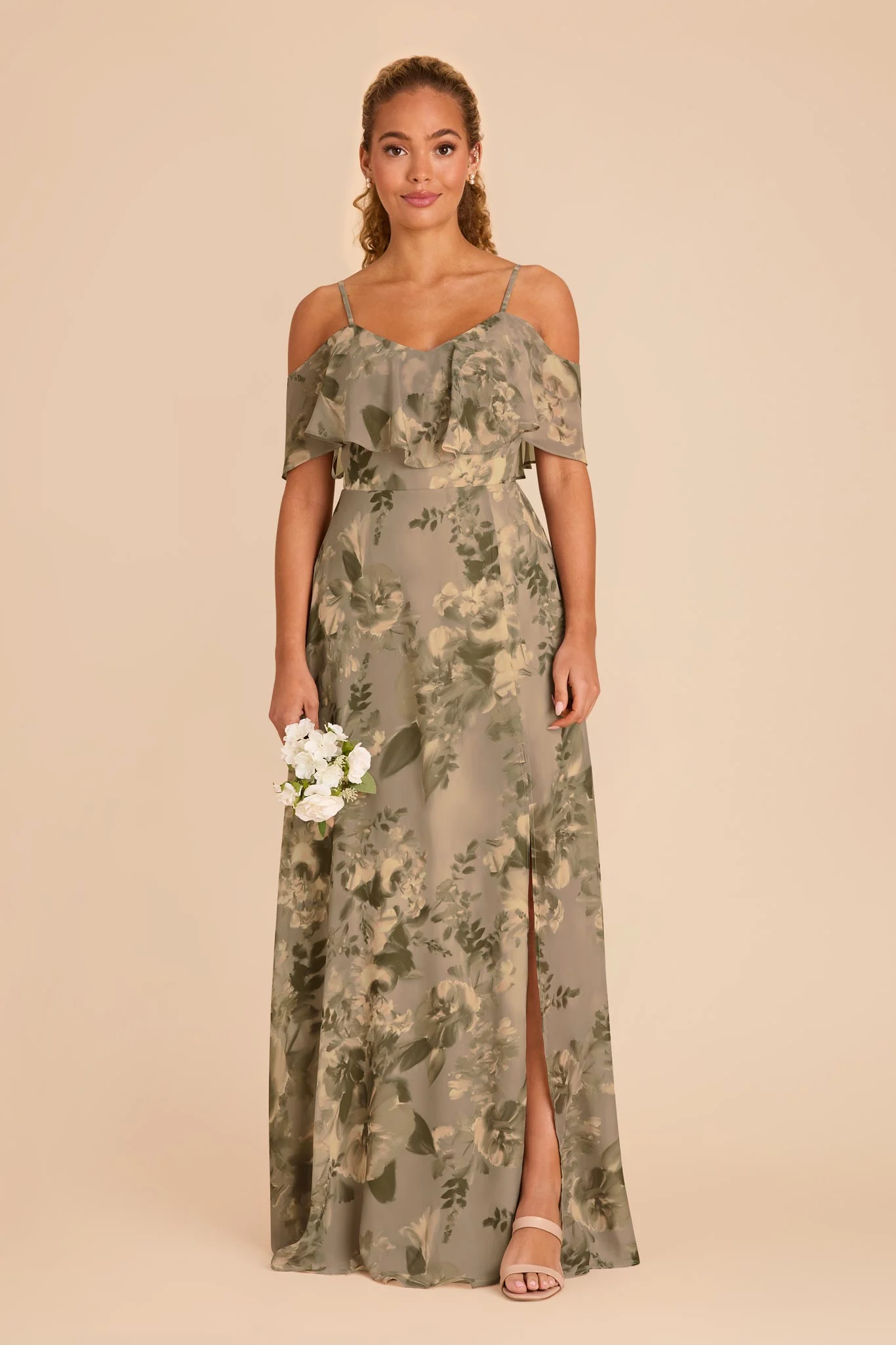 Jane Chiffon Dress With Slit - Doe Painted Botanics
