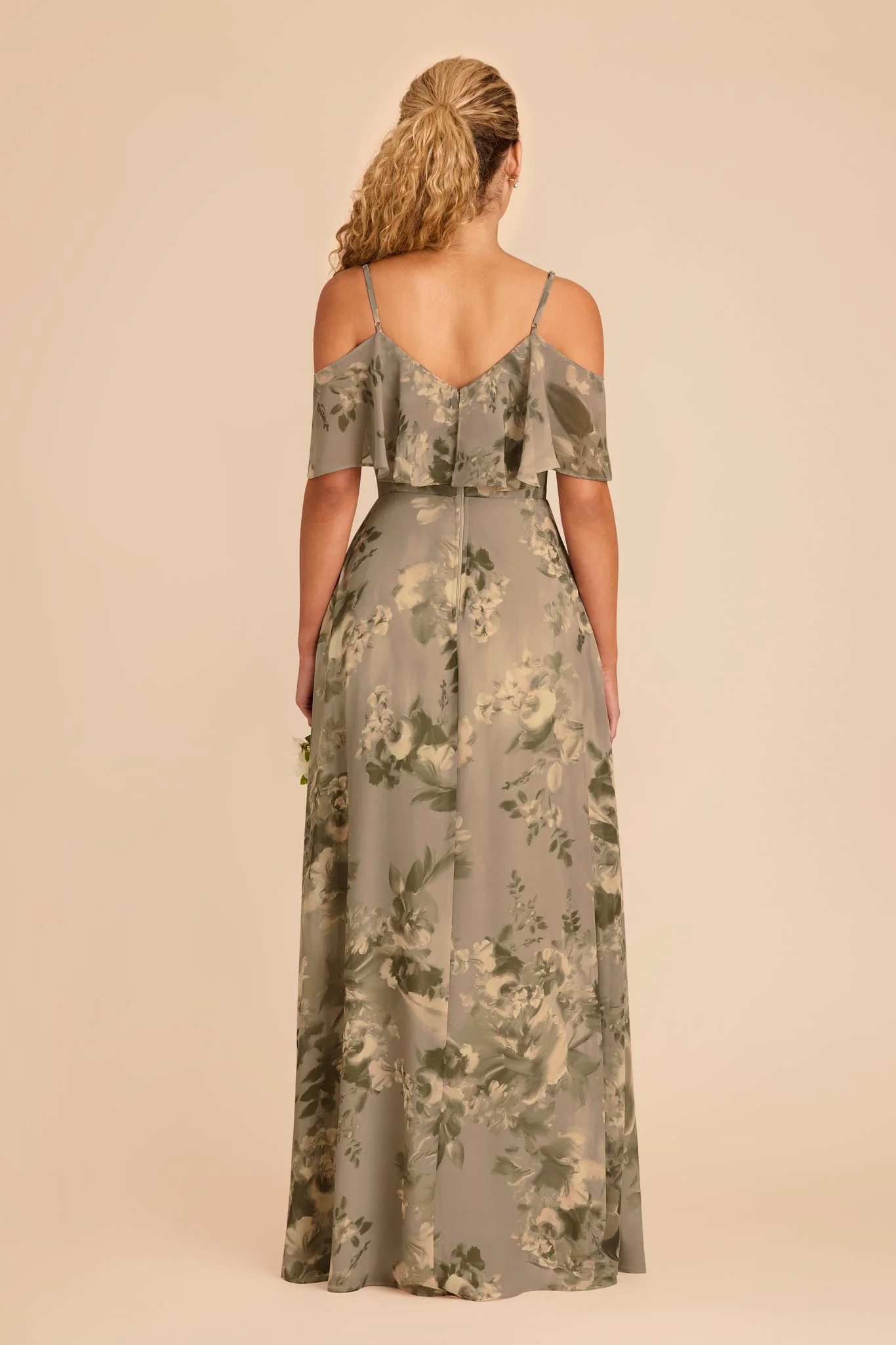 Jane Chiffon Dress With Slit - Doe Painted Botanics - Image 6