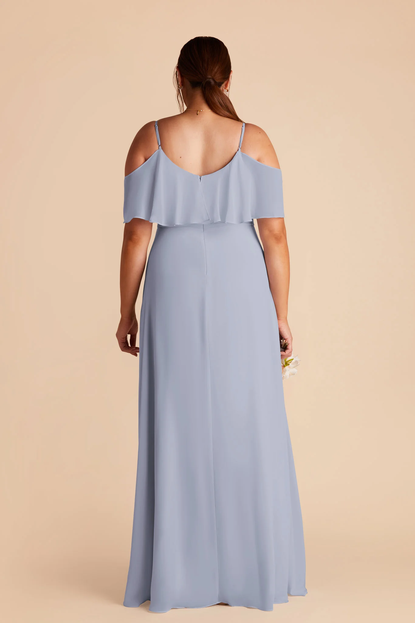Jane Chiffon Dress With Slit - Dusty Blue - Image 6