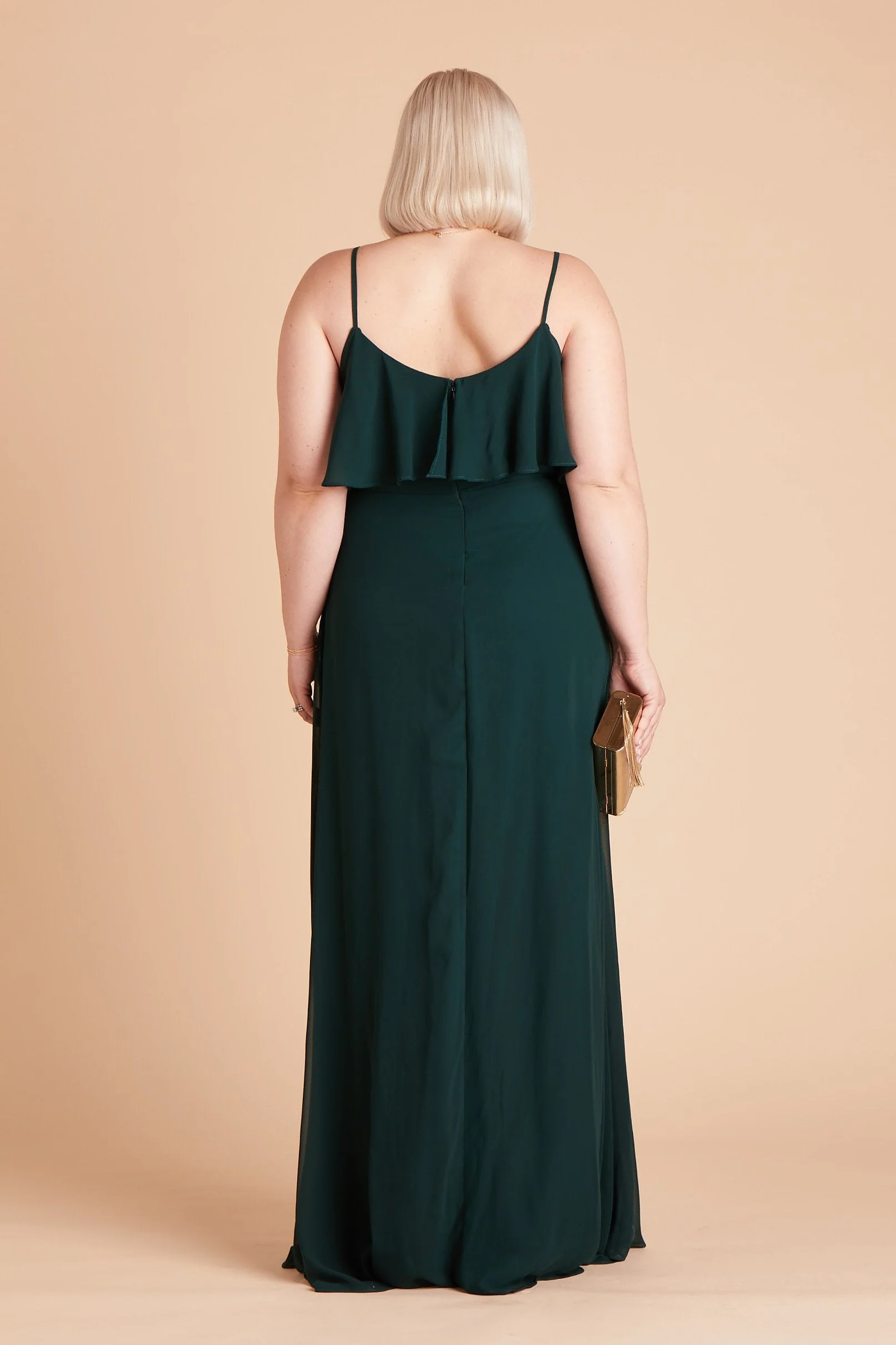 Jane Chiffon Dress With Slit - Emerald - Image 15