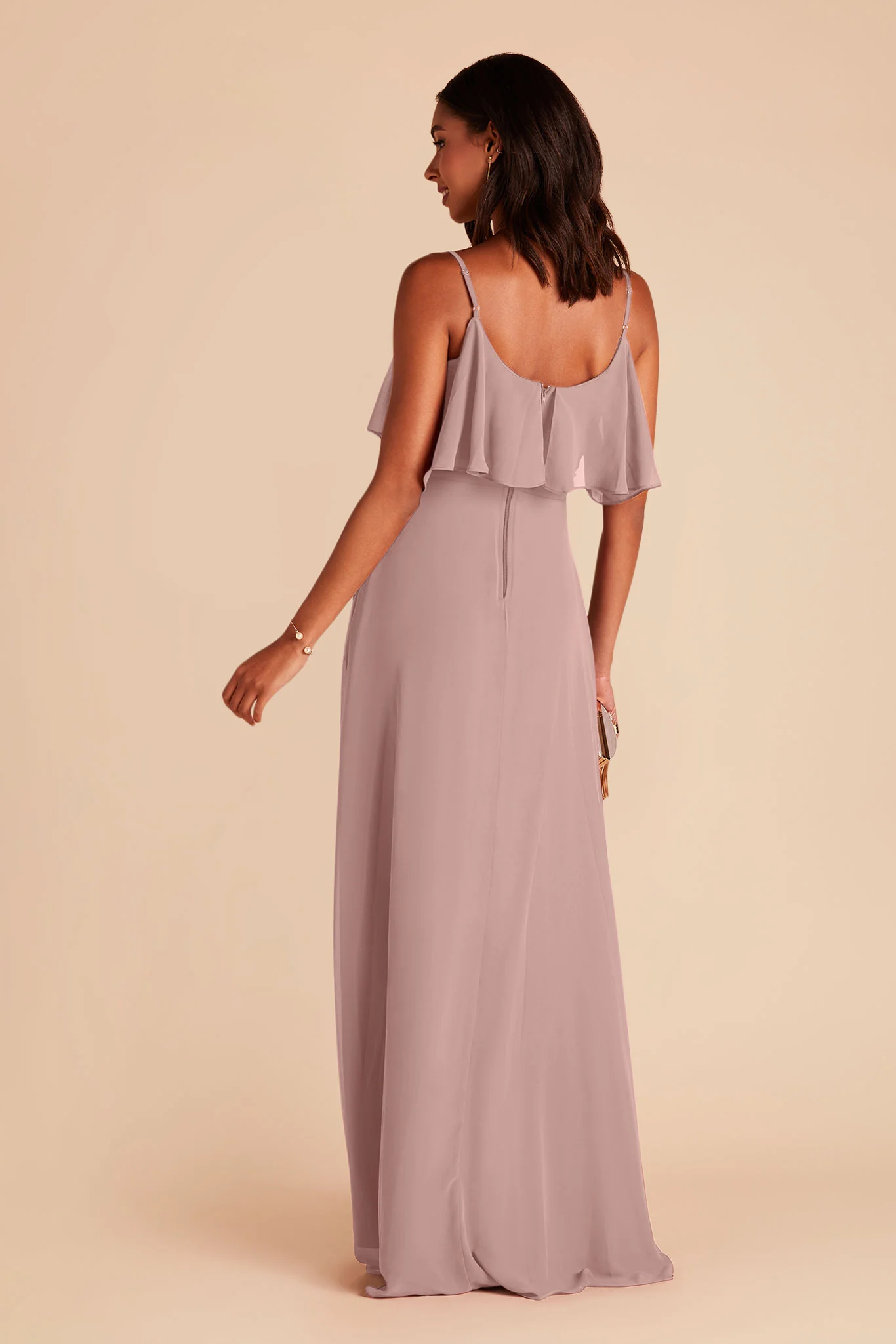 Jane Chiffon Dress With Slit - English Rose - Image 4