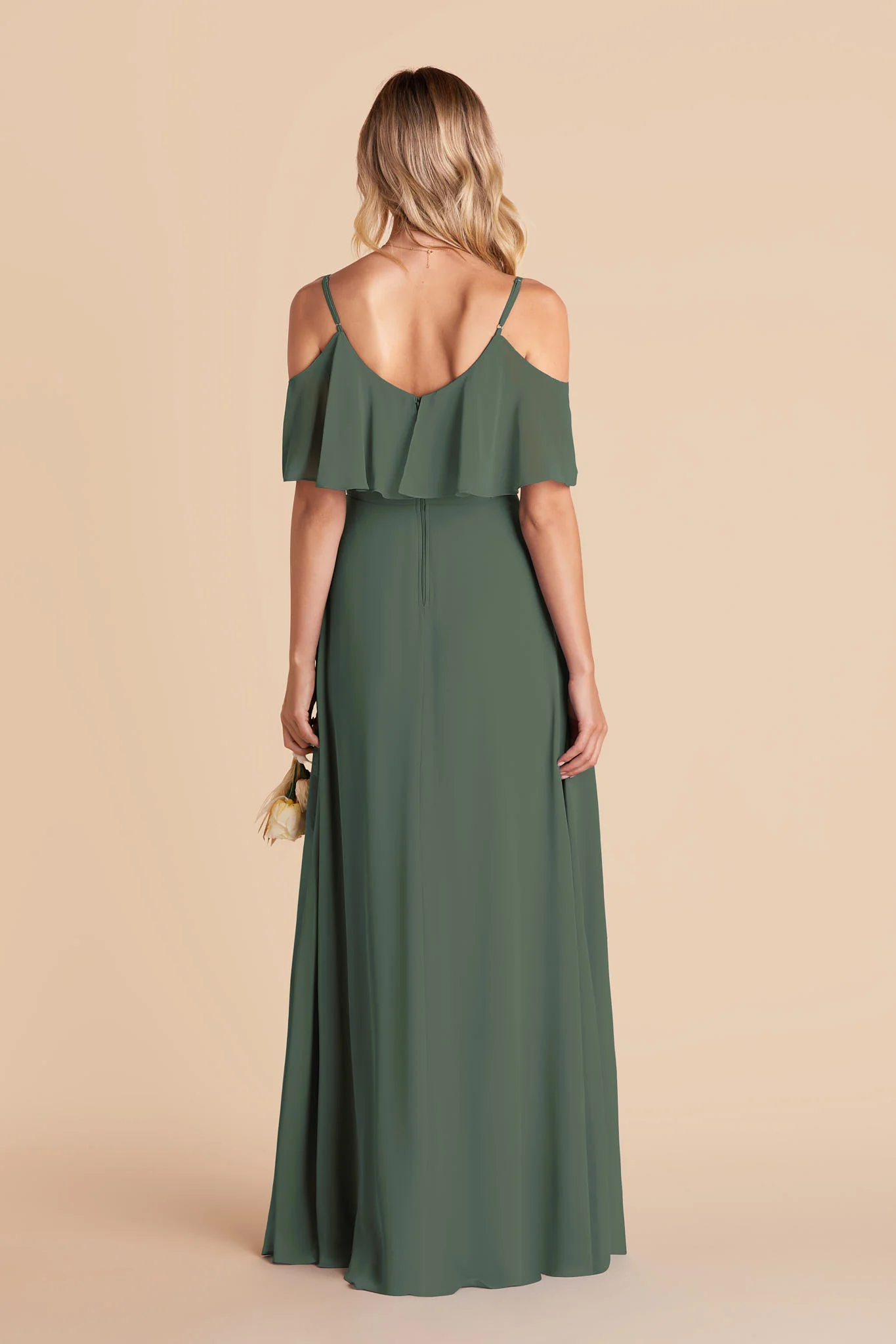 Jane Chiffon Dress With Slit - Eucalyptus - Image 5