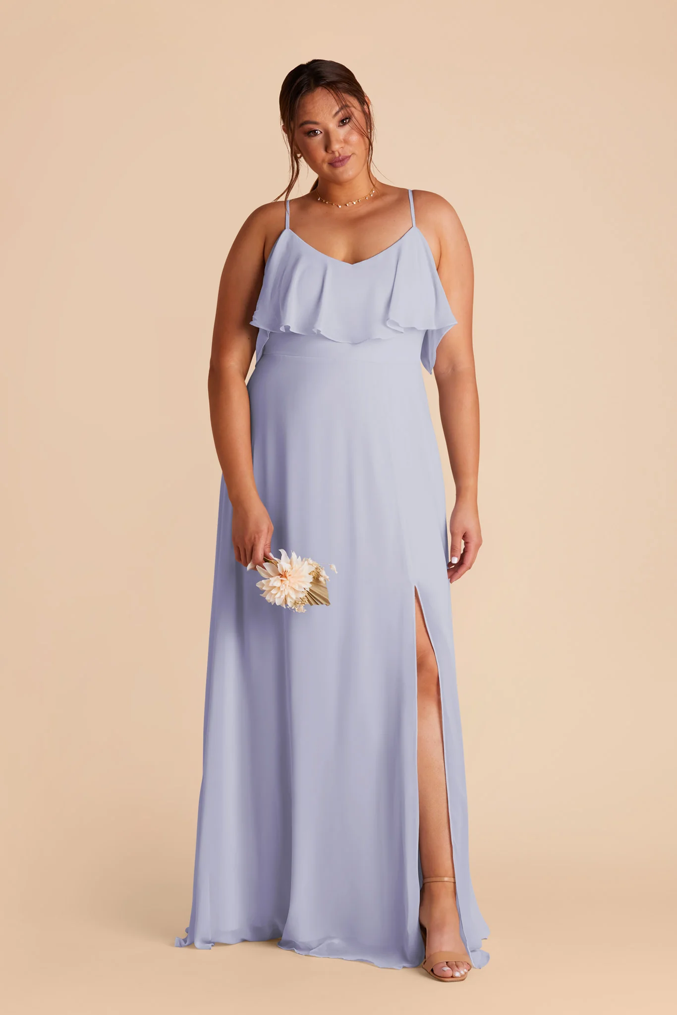Jane Chiffon Dress With Slit - Periwinkle Blue - Image 3