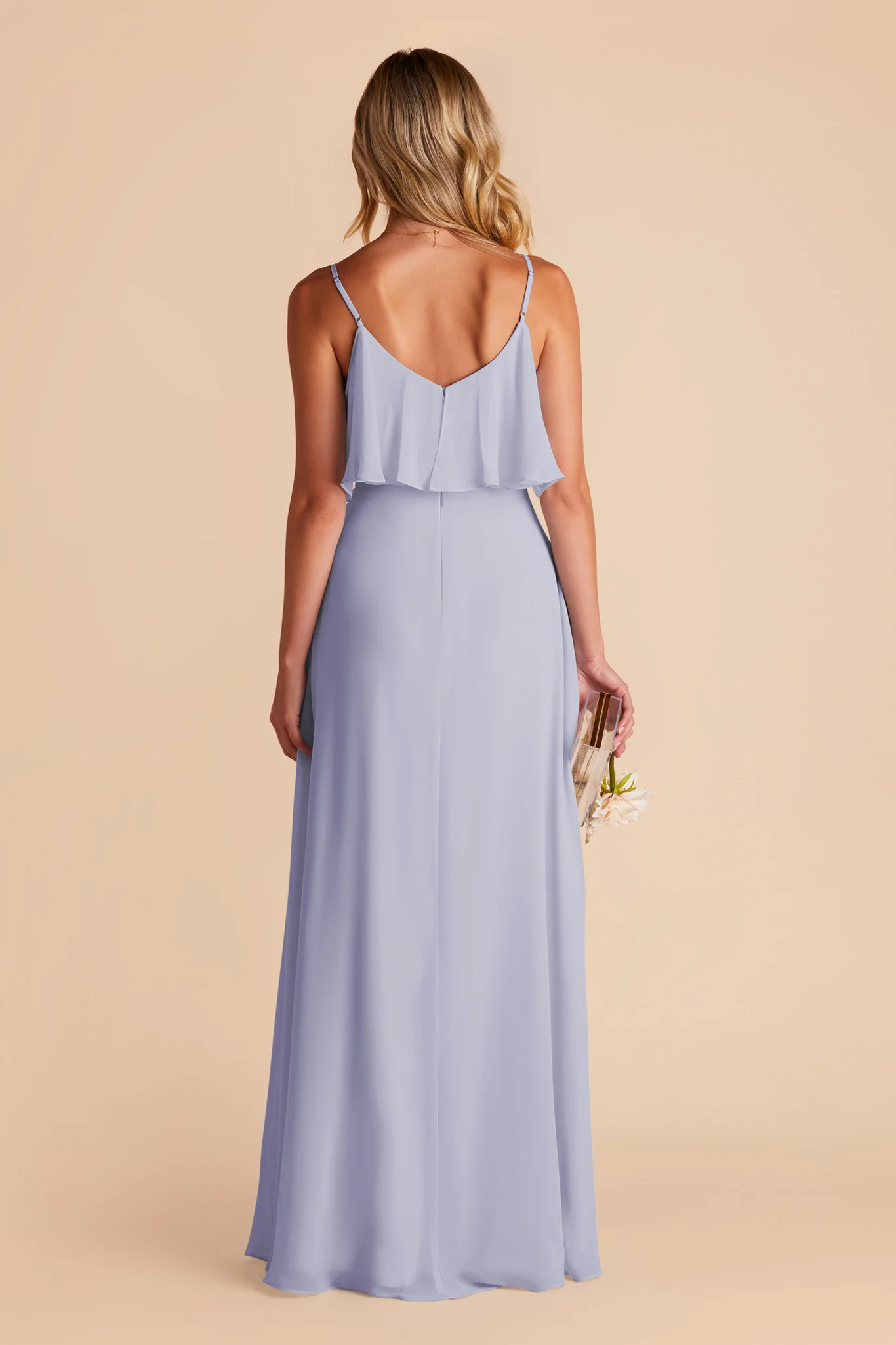 Jane Chiffon Dress With Slit - Periwinkle Blue - Image 5