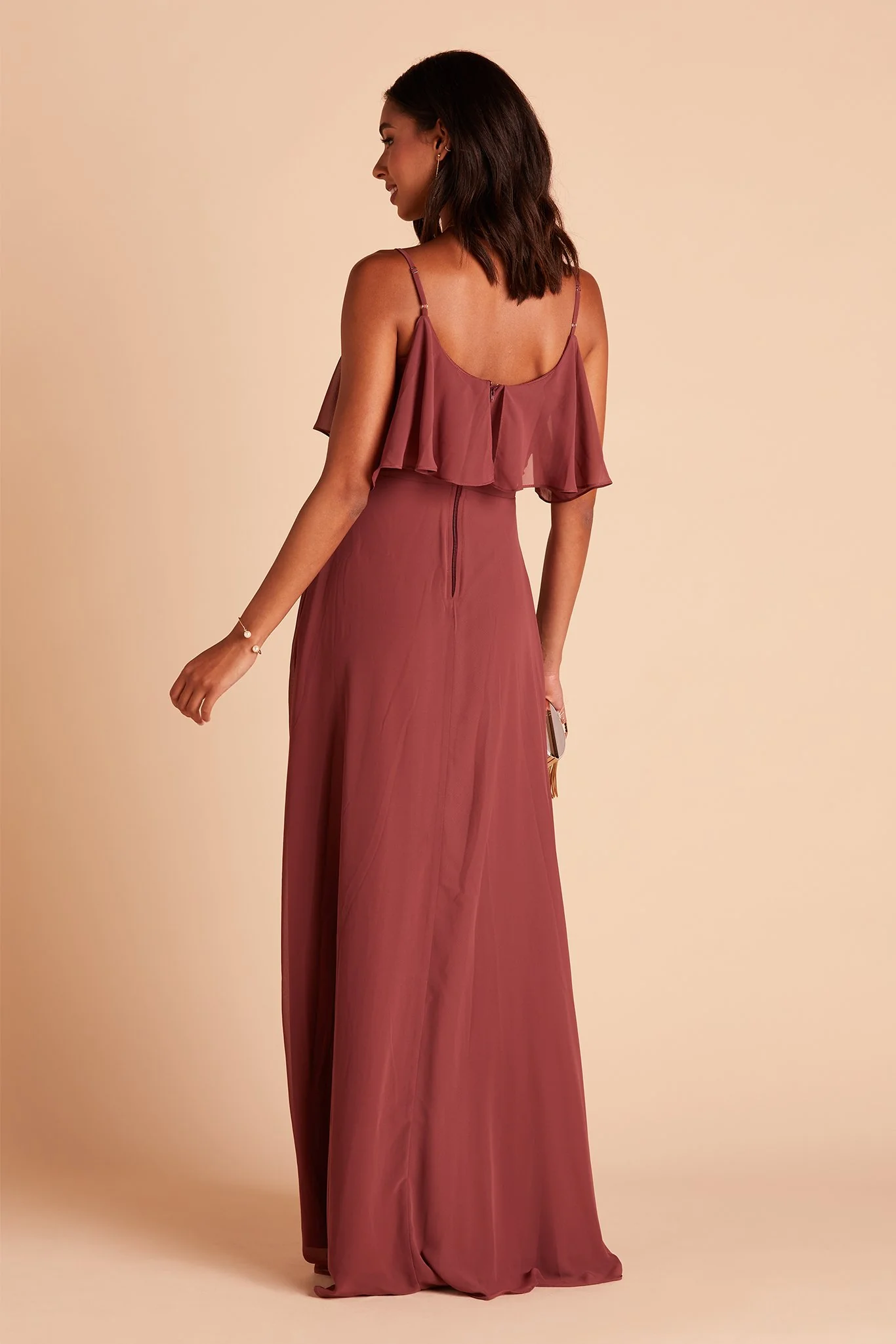 Jane Chiffon Dress With Slit - Rosewood - Image 17