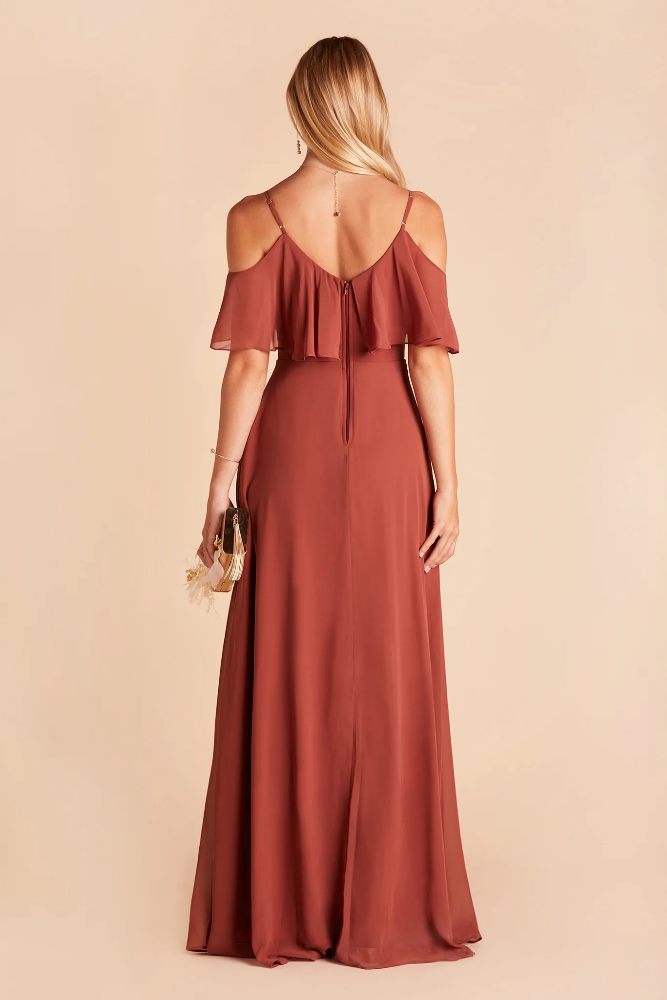 Jane Chiffon Dress With Slit - Spice - Image 10