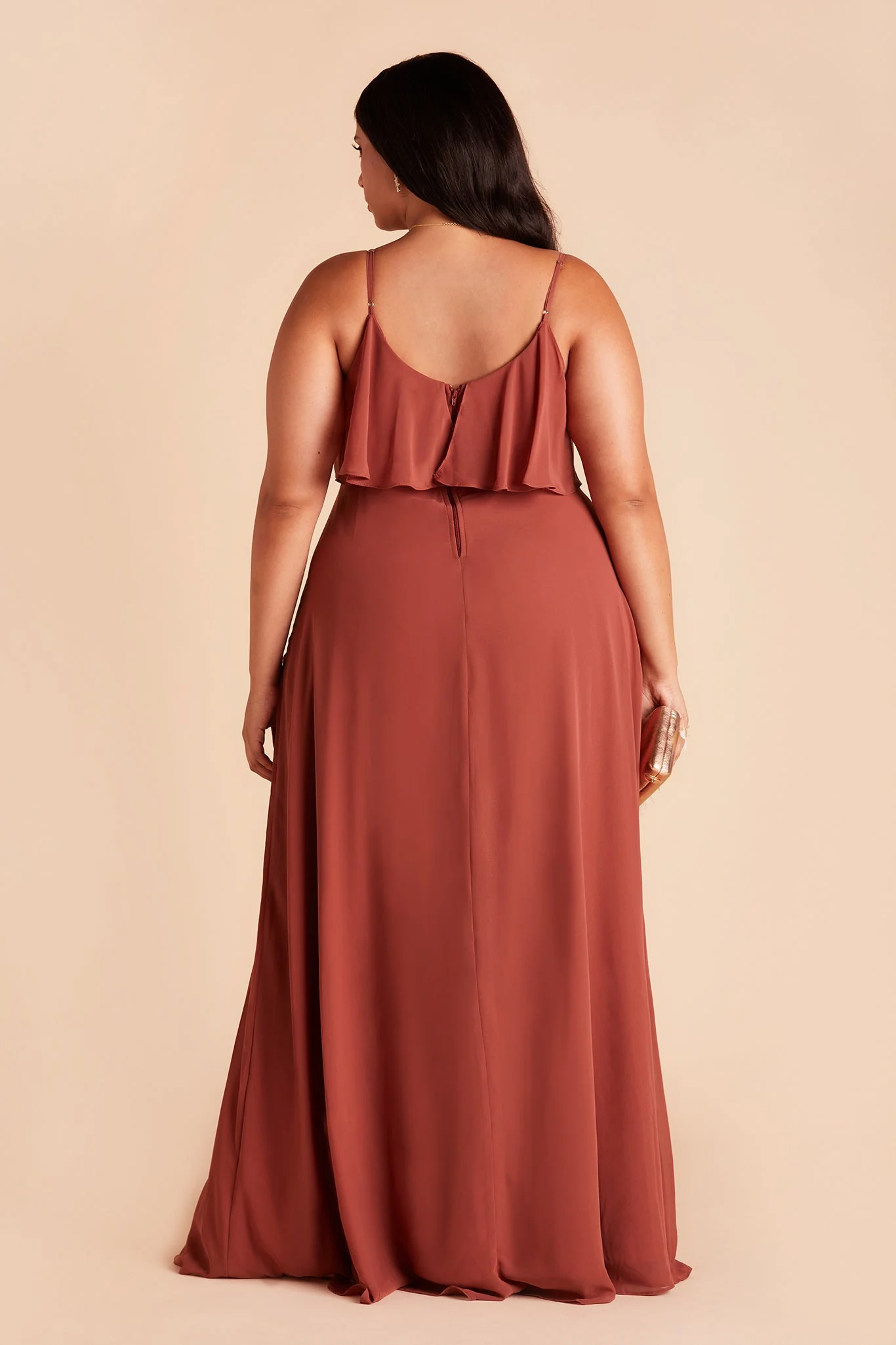 Jane Chiffon Dress With Slit - Spice - Image 18
