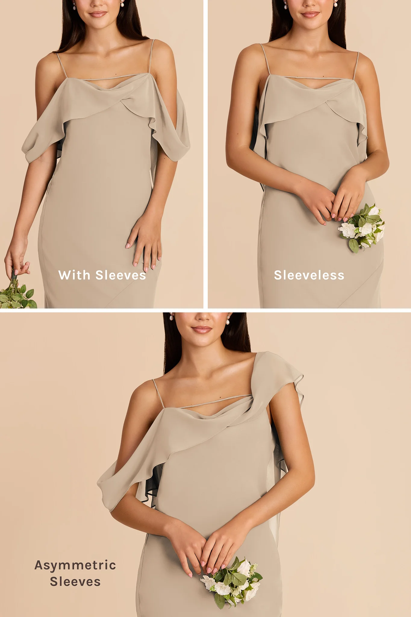 Janice Chiffon Dress - Almond - Image 4