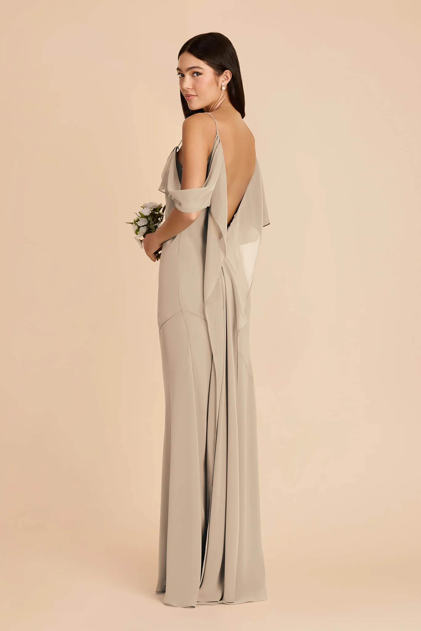 Janice Chiffon Dress - Almond - Image 5