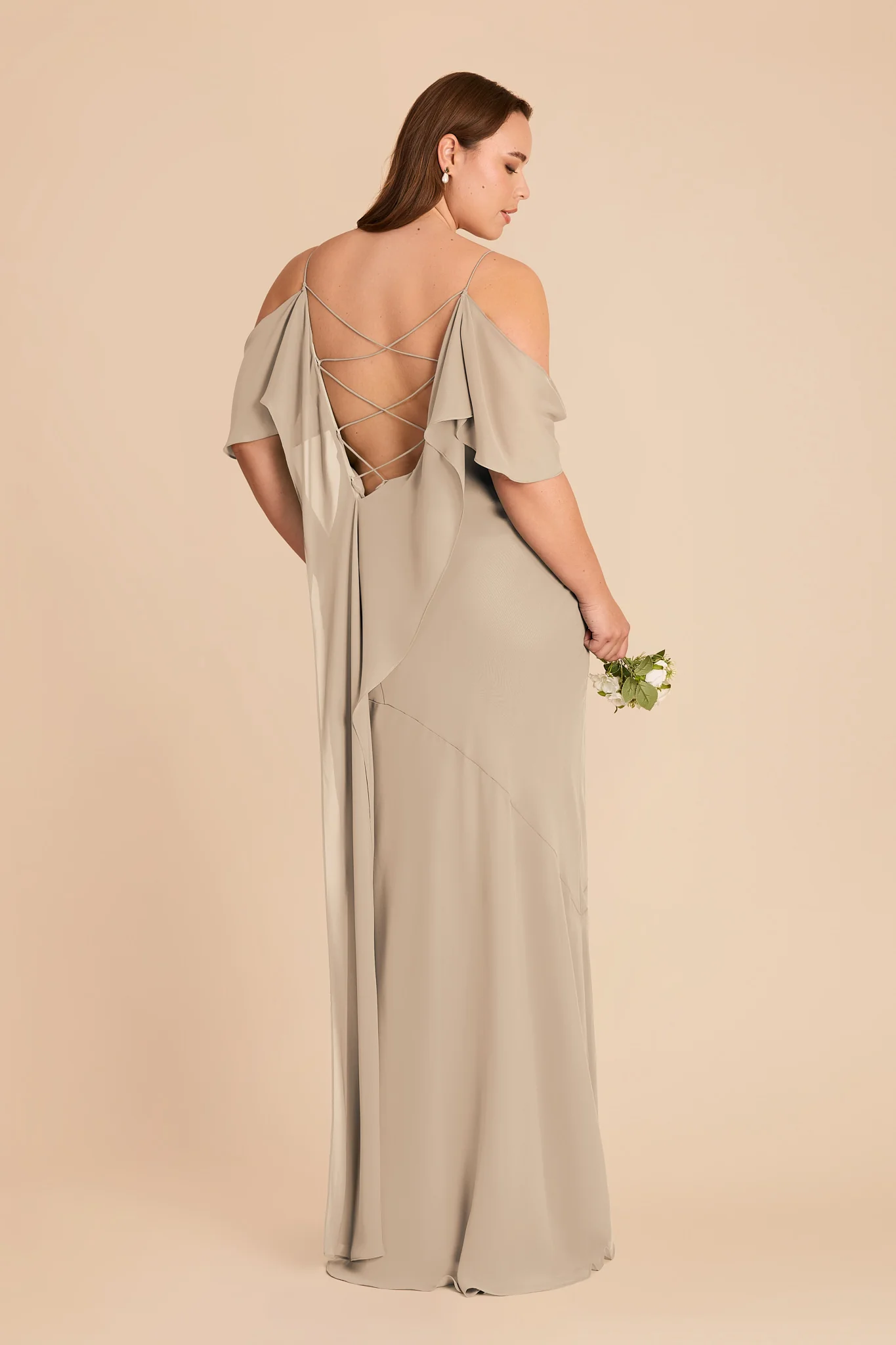Janice Chiffon Dress - Almond - Image 9