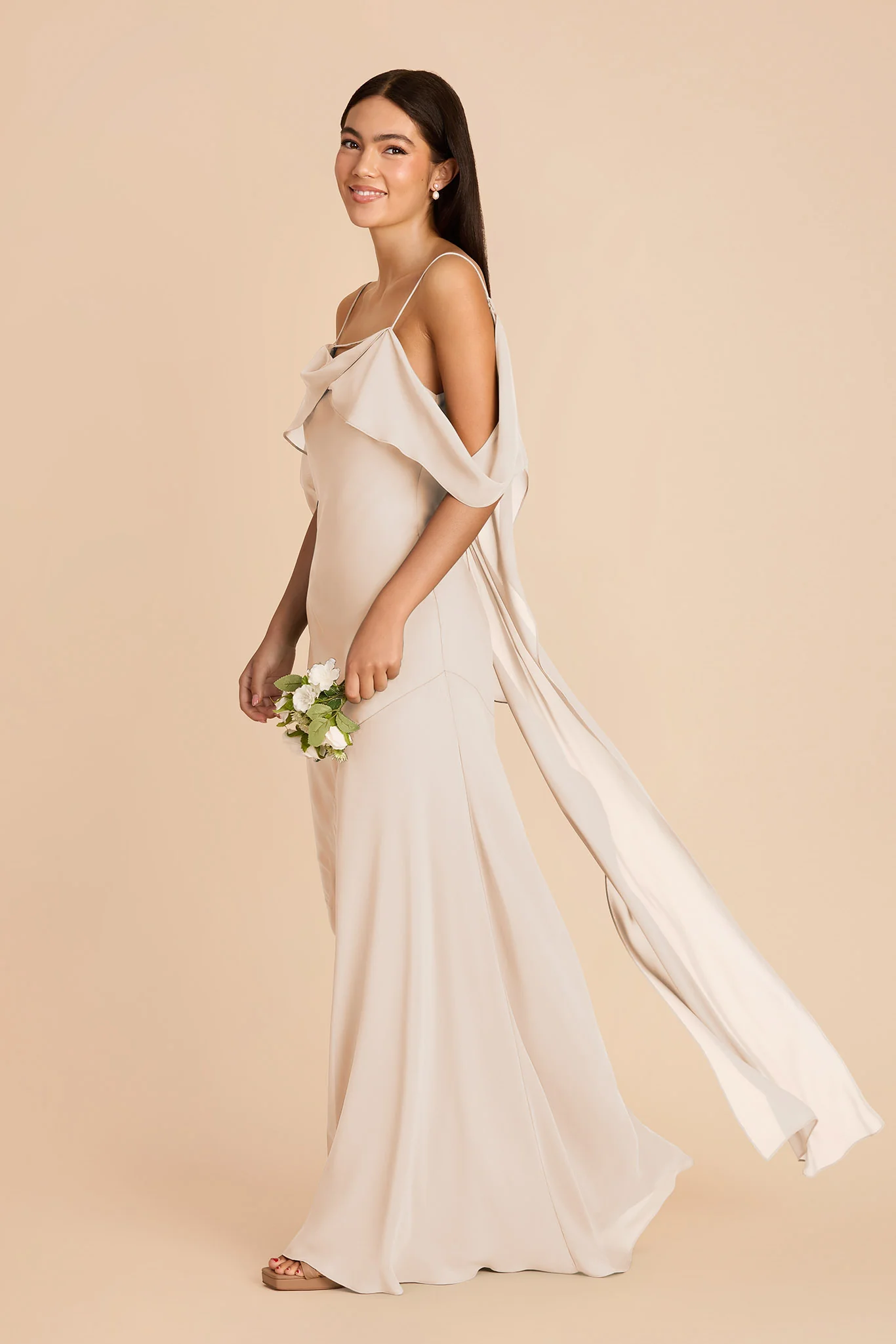 Janice Chiffon Dress - Champagne - Image 3