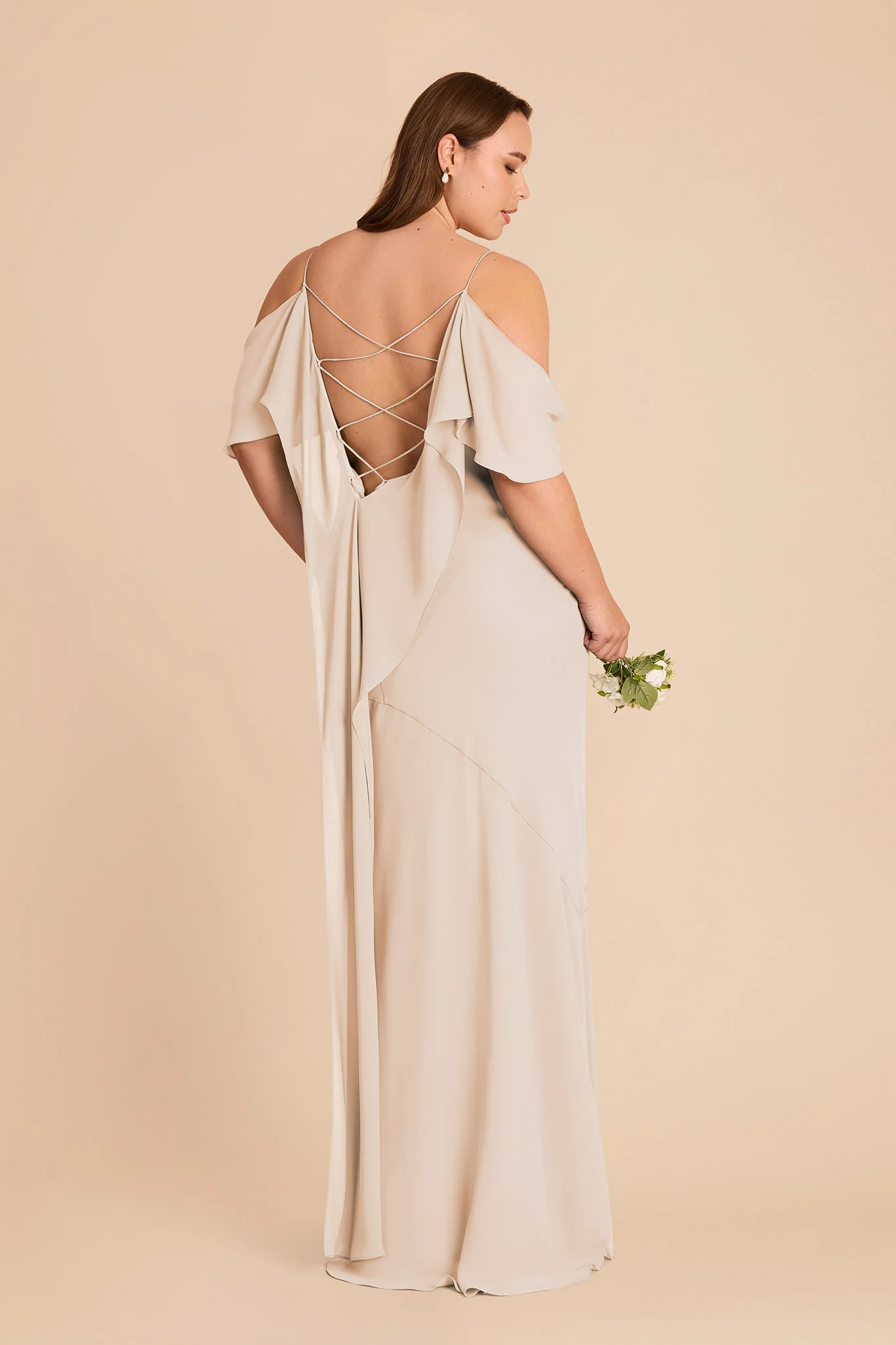 Janice Chiffon Dress - Champagne - Image 9