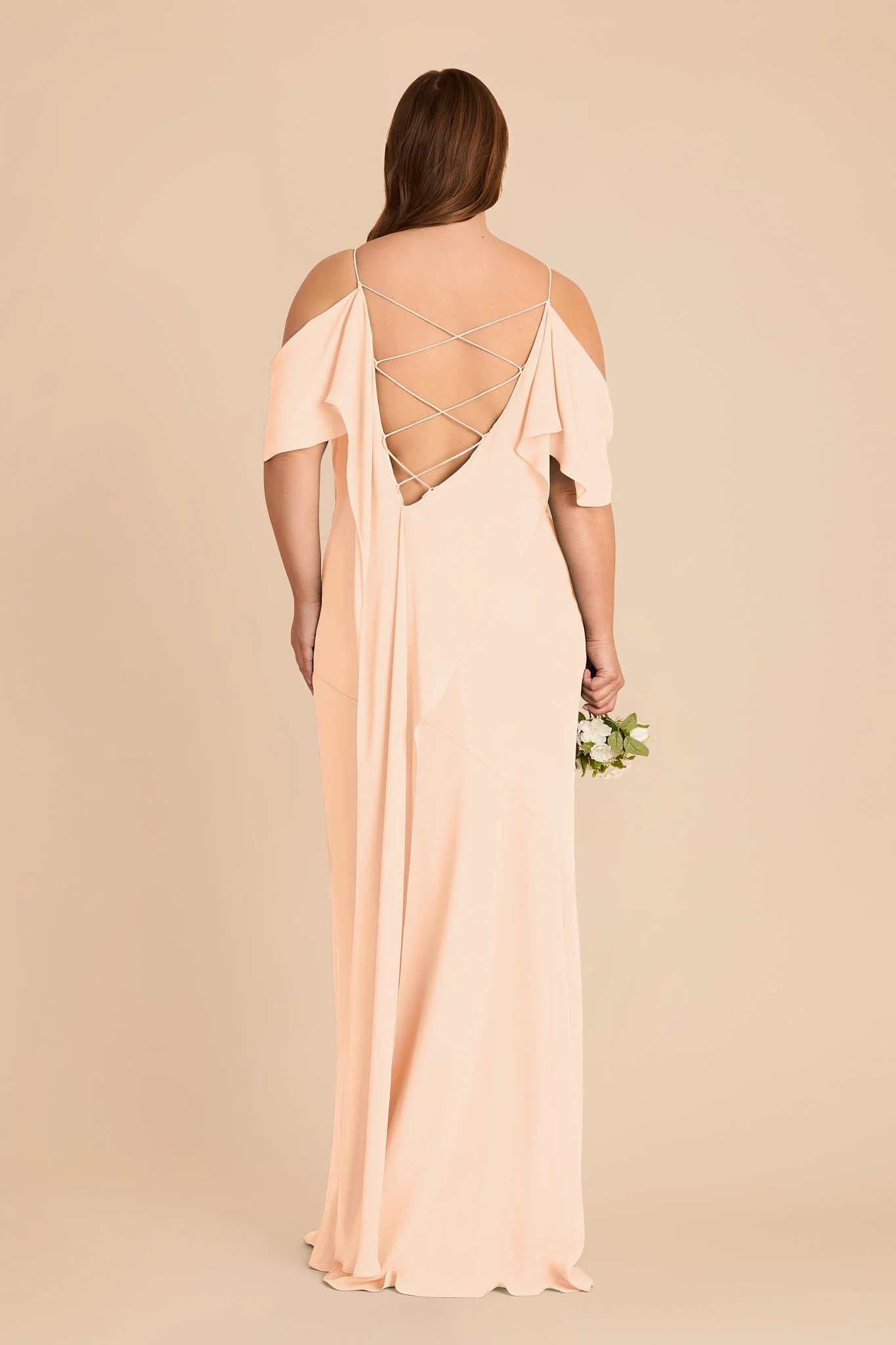 Janice Chiffon Dress - Peach Cream - Image 10