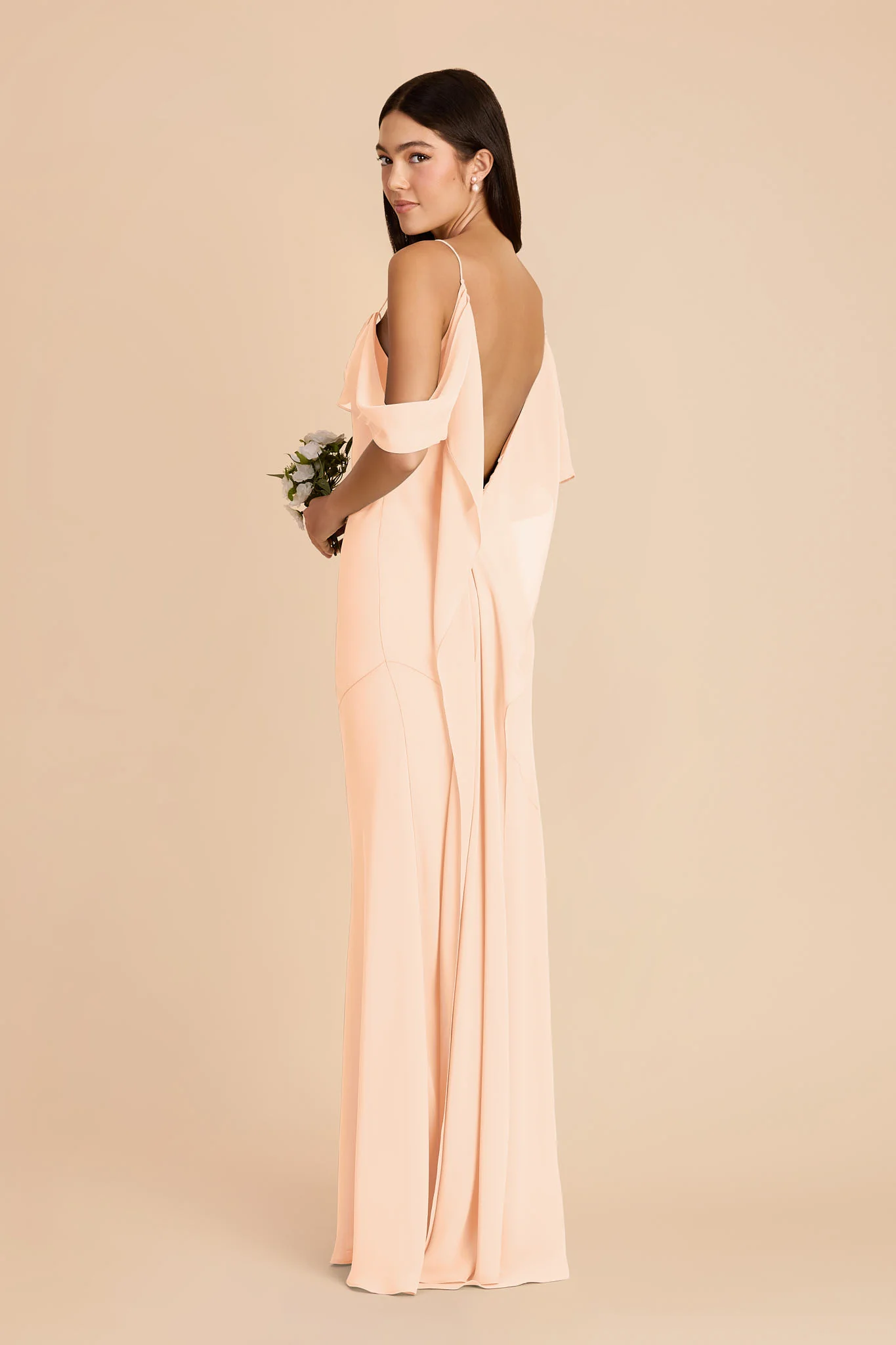 Janice Chiffon Dress - Peach Cream - Image 5