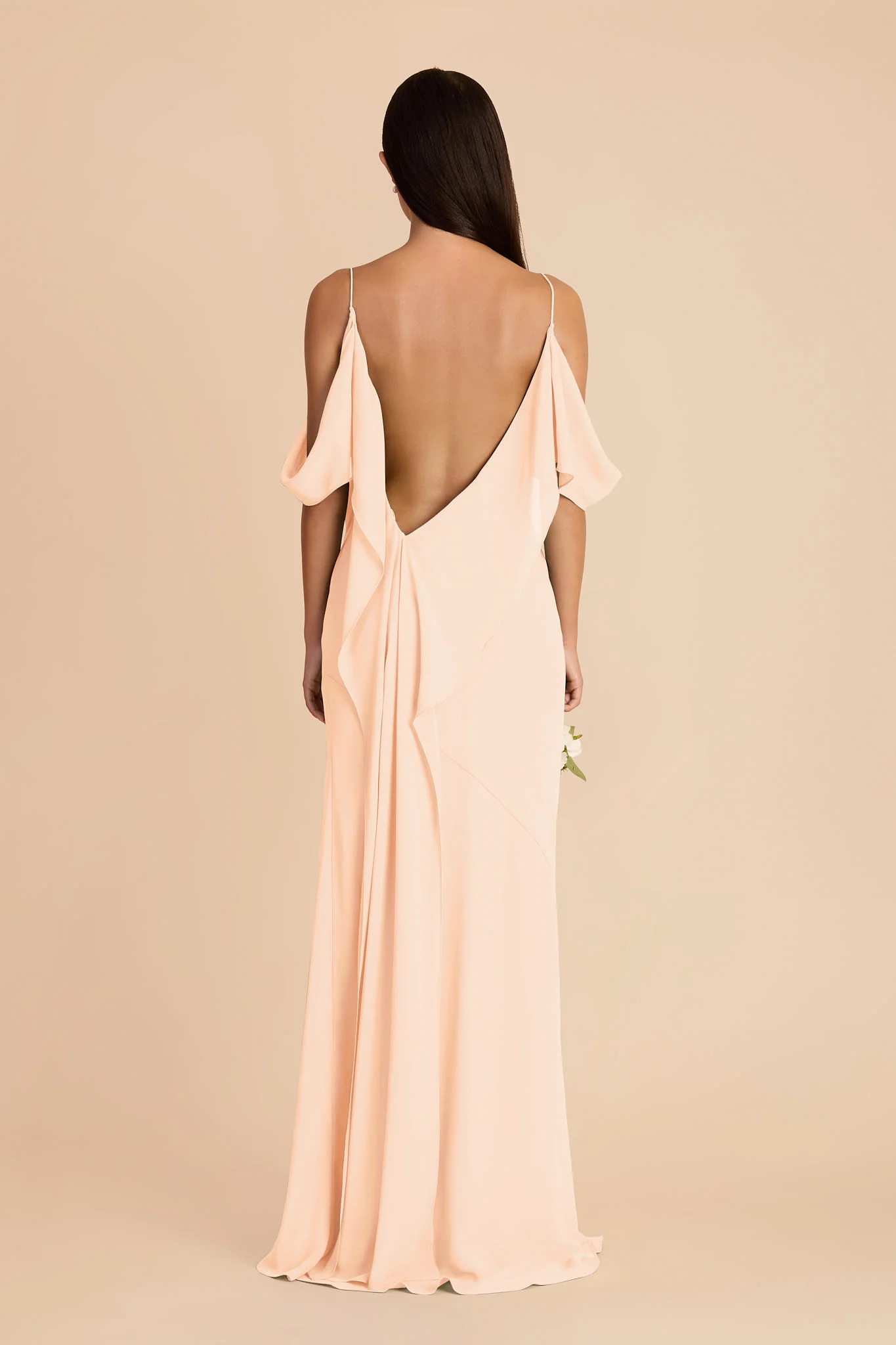 Janice Chiffon Dress - Peach Cream - Image 6