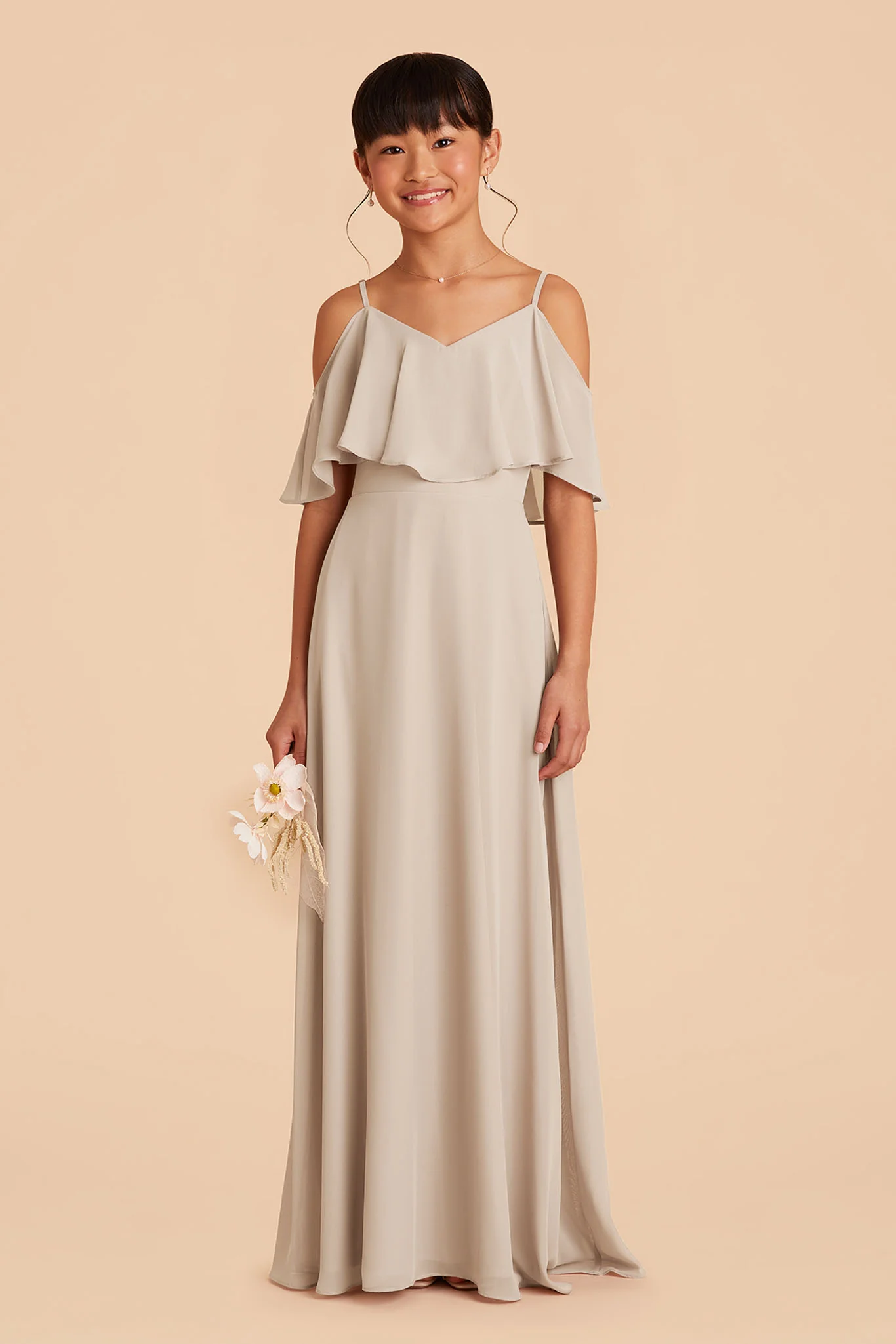 Janie Chiffon Junior Dress - Classic Champagne