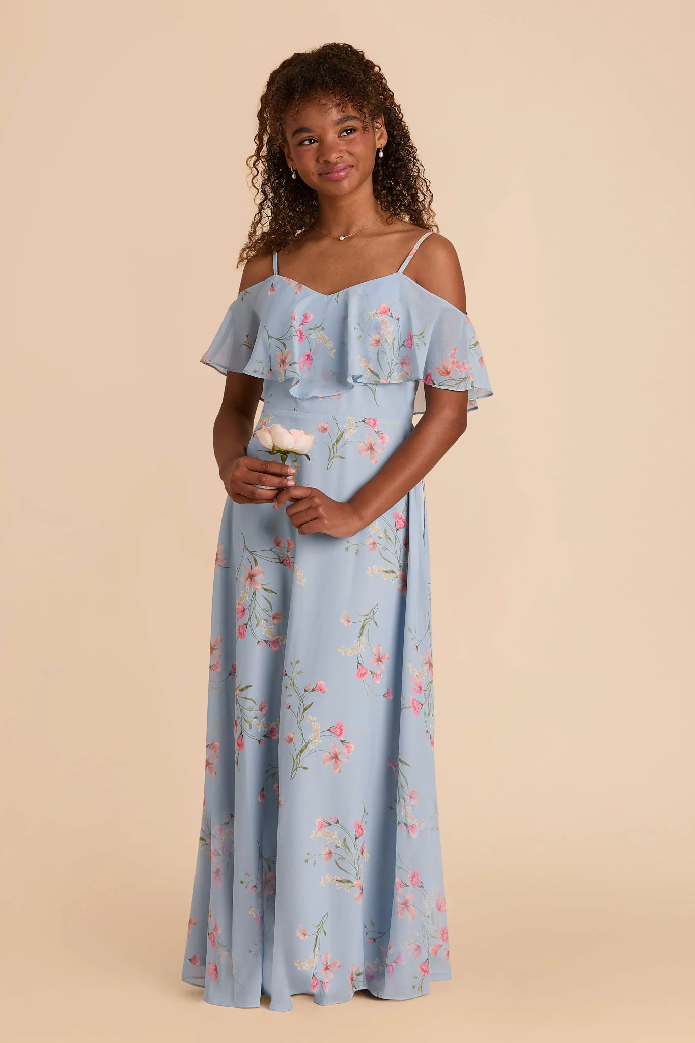 Janie Chiffon Junior Dress - Periwinkle Blue Le Fleur - Image 3