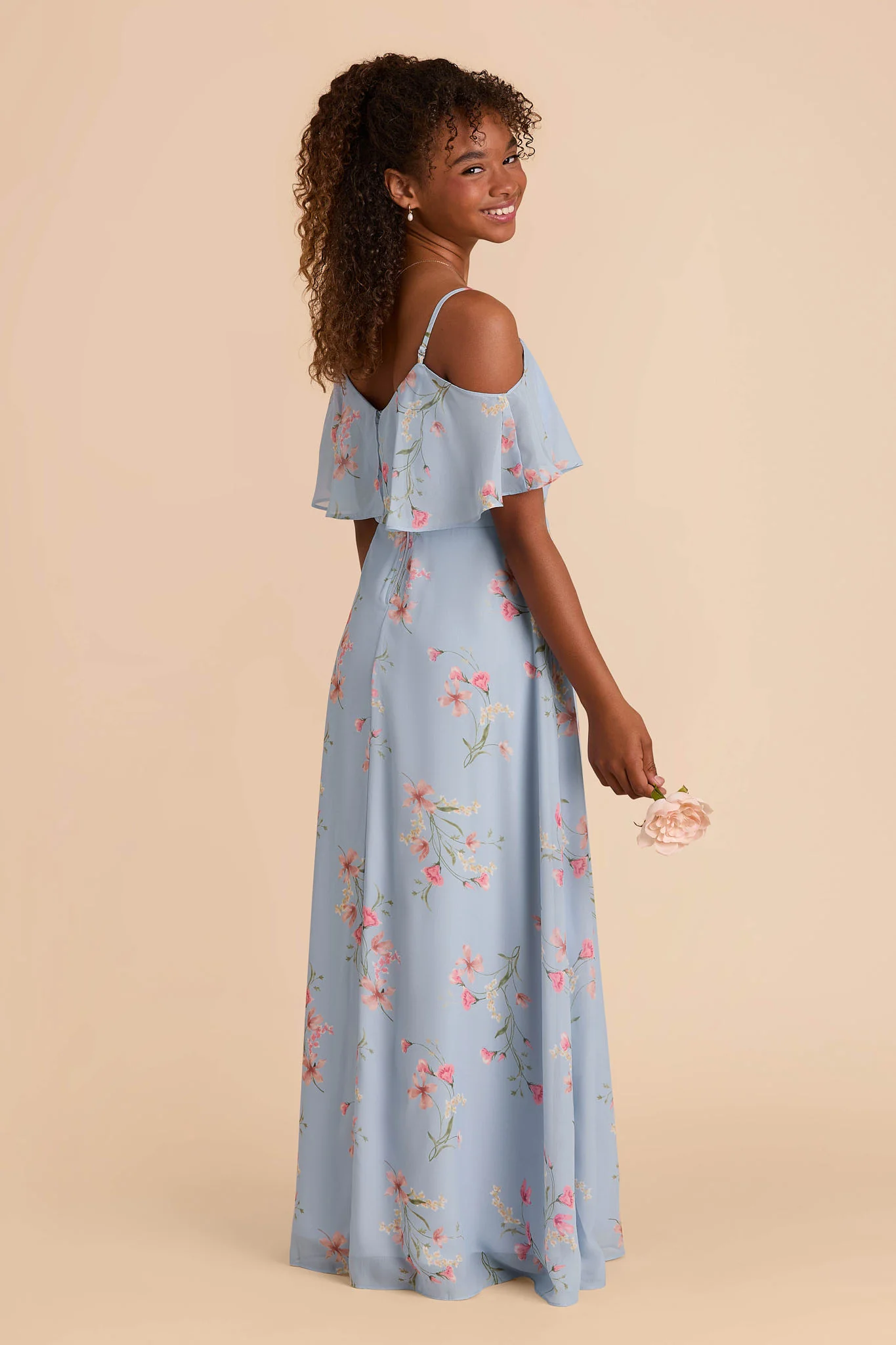 Janie Chiffon Junior Dress - Periwinkle Blue Le Fleur - Image 4