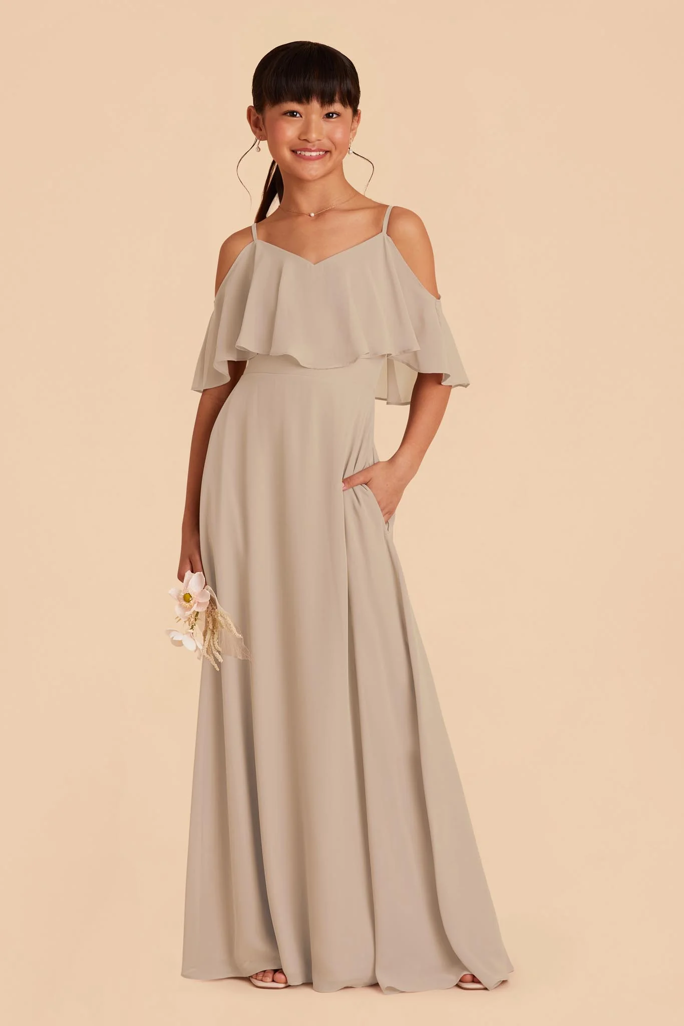 Janie Convertible Junior Dress - Almond