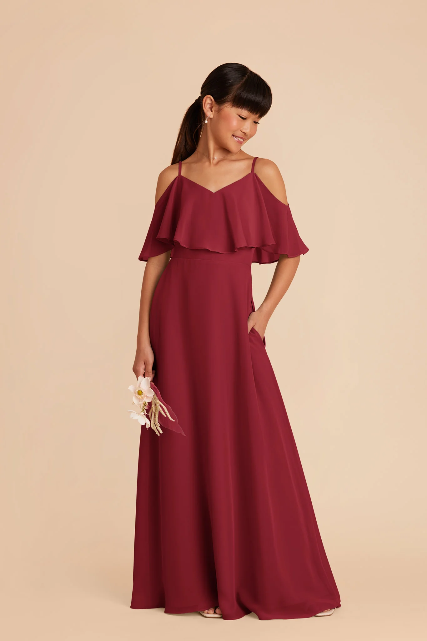 Janie Convertible Junior Dress - Burgundy - Image 3